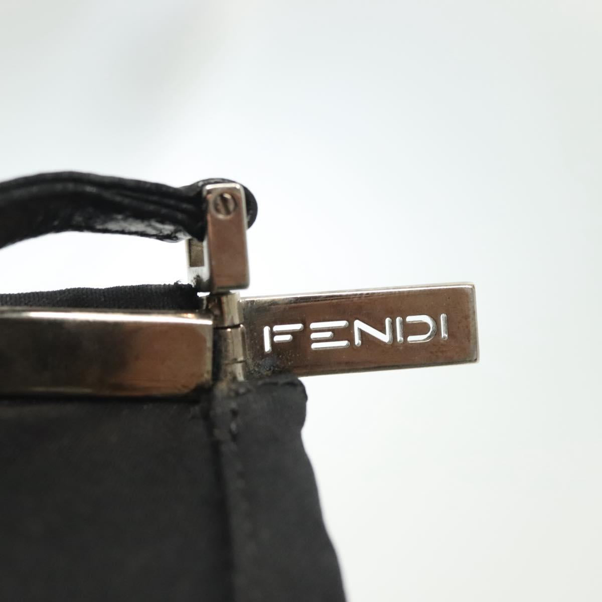FENDI Shoulder Bag Canvas Black Silver Auth 141033