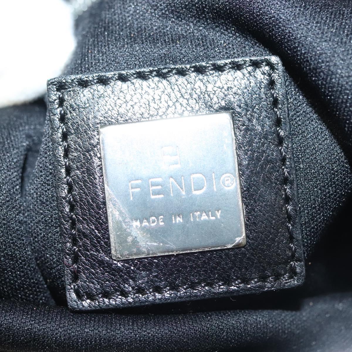 FENDI Shoulder Bag Canvas Black Silver Auth 141033