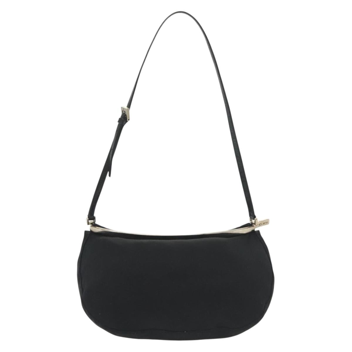 FENDI Shoulder Bag Canvas Black Silver Auth 141033