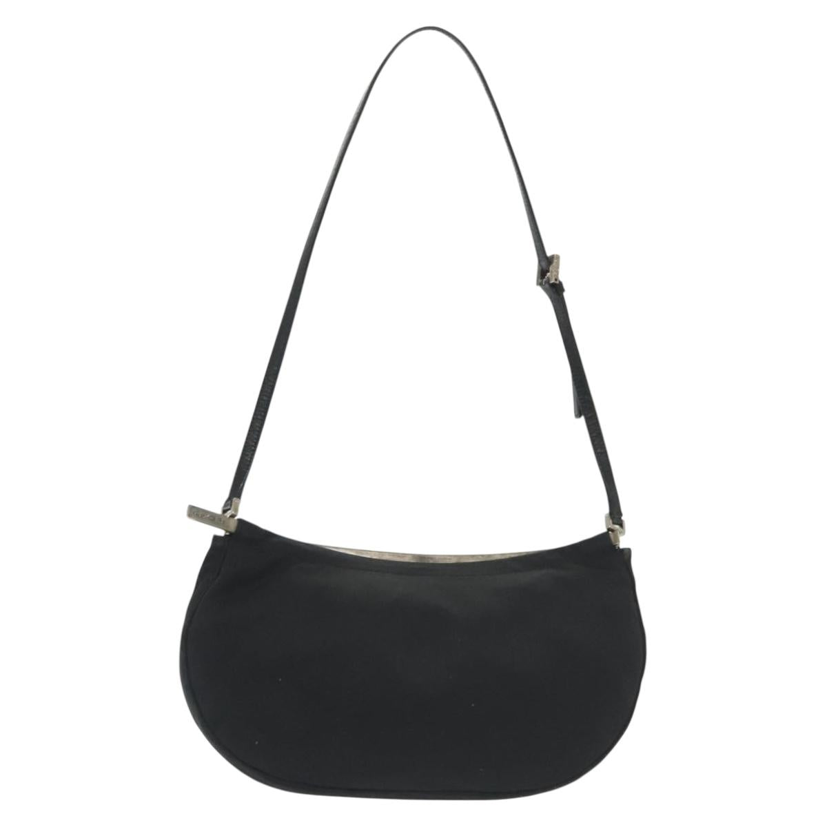 FENDI Shoulder Bag Canvas Black Silver Auth 141033