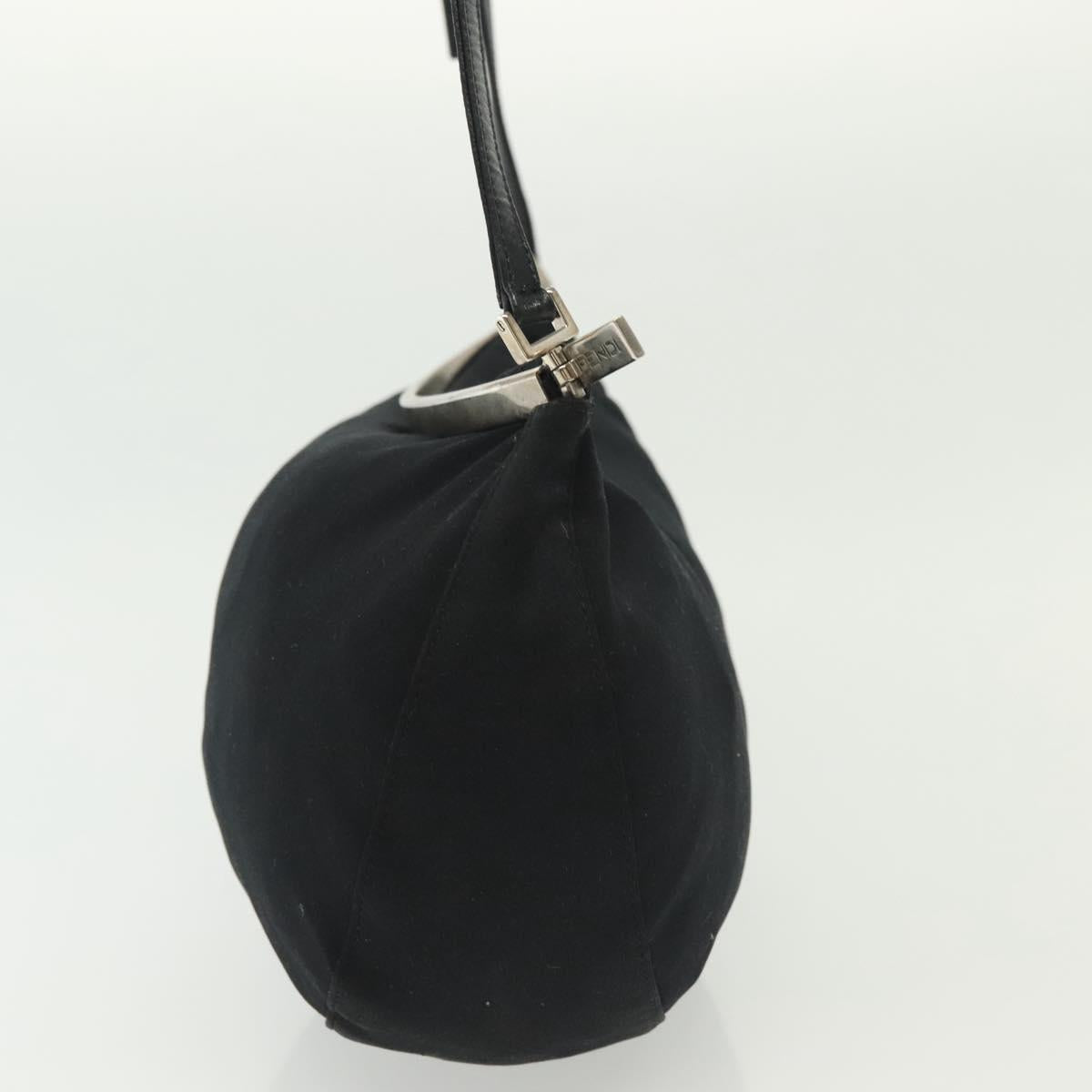 FENDI Shoulder Bag Canvas Black Silver Auth 141033