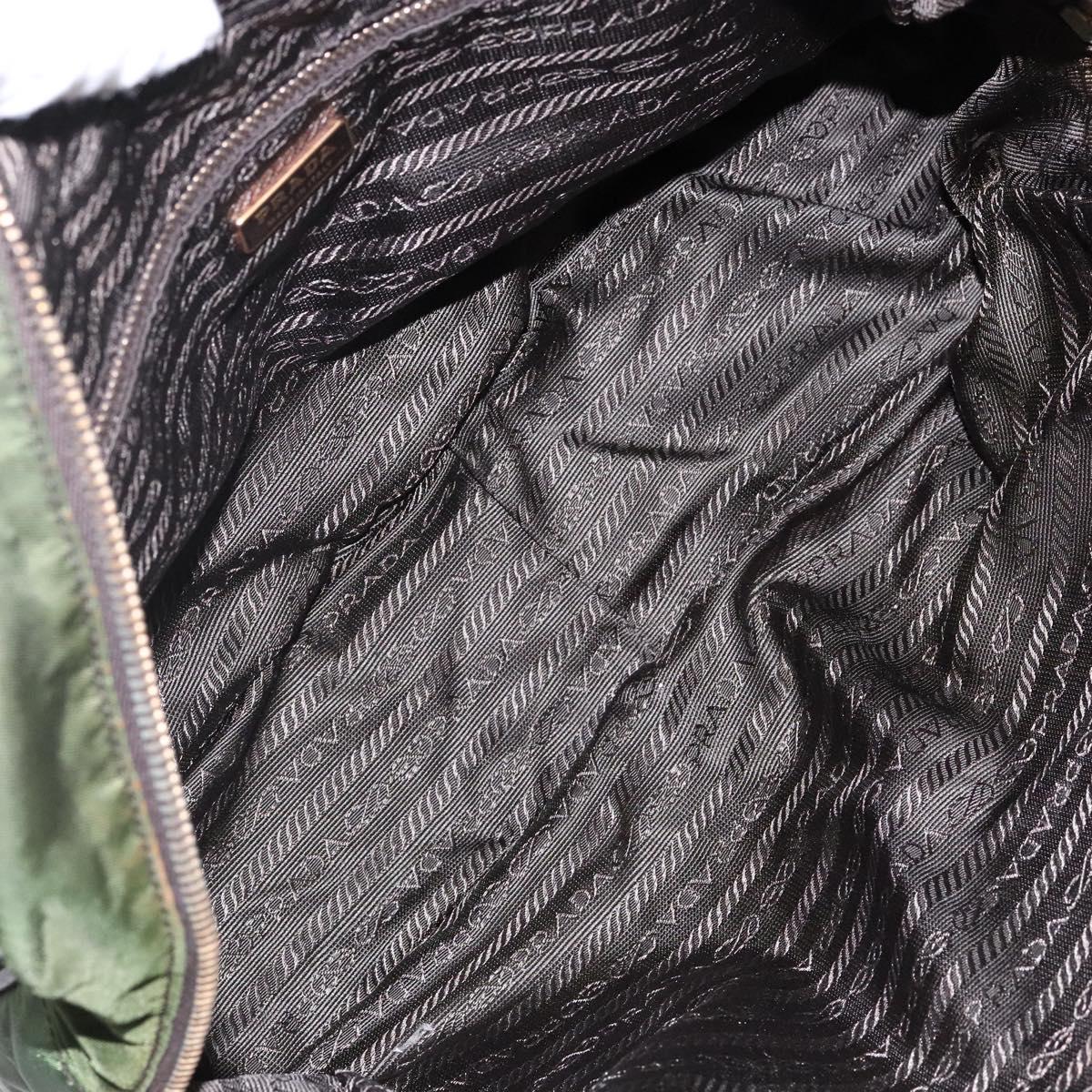 PRADA Shoulder Bag Nylon Green Gold Auth 141035