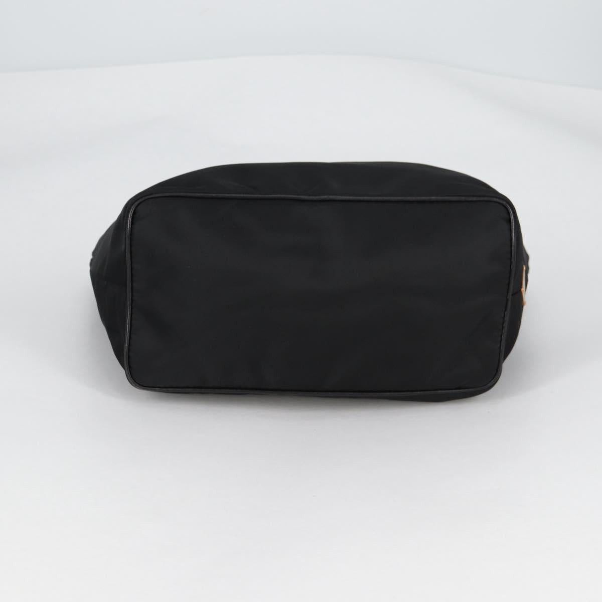 PRADA Chain Shoulder Bag Nylon Black Gold Auth 141036V