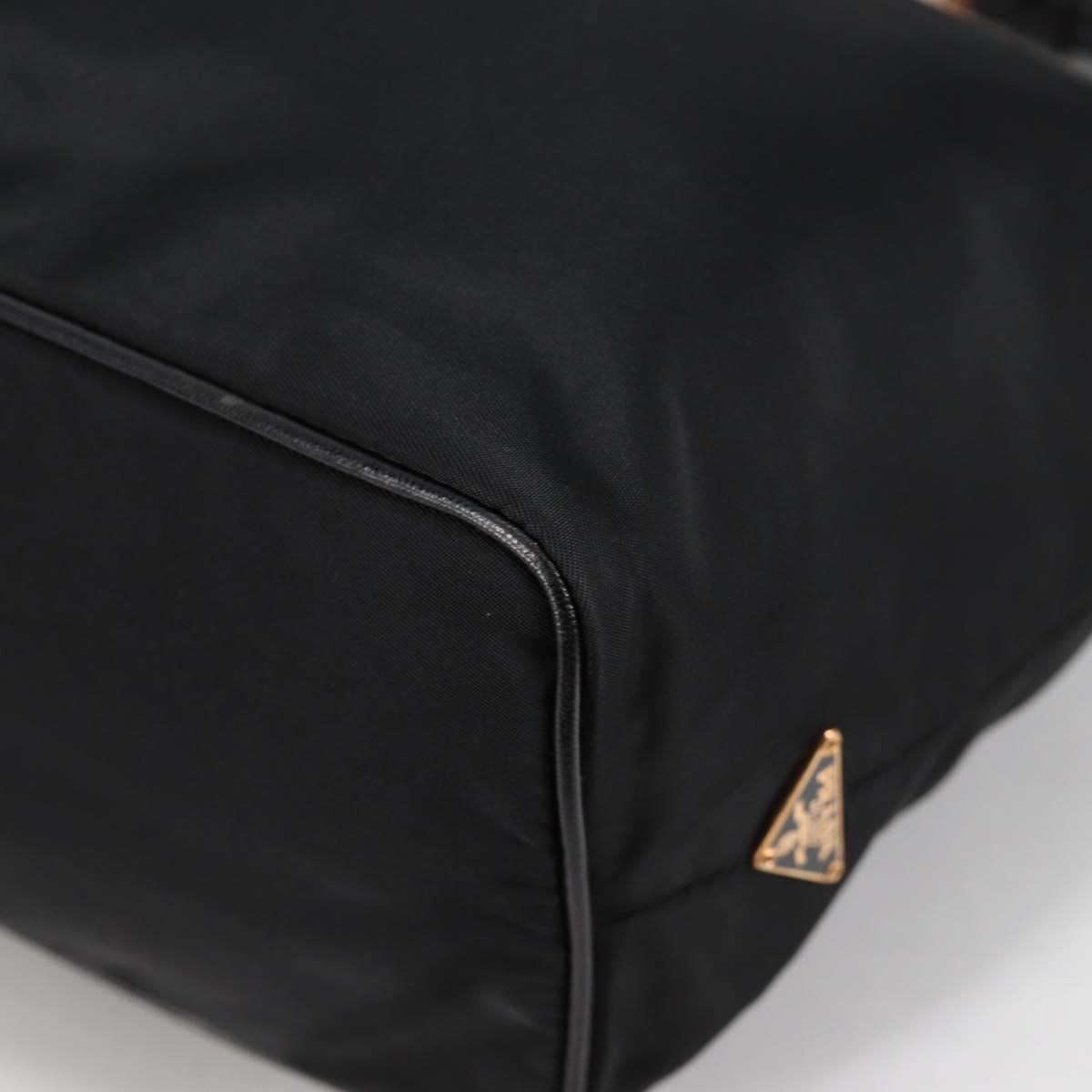 PRADA Chain Shoulder Bag Nylon Black Gold Auth 141036V