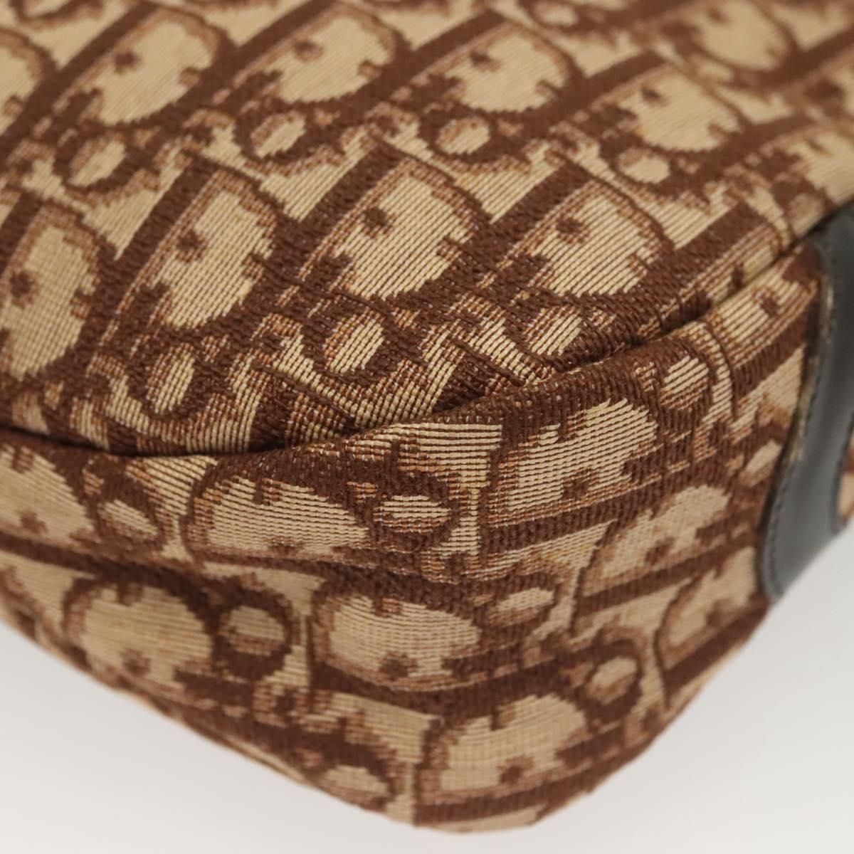 Christian Dior Trotter Canvas Shoulder Bag Brown Gold Auth 141040