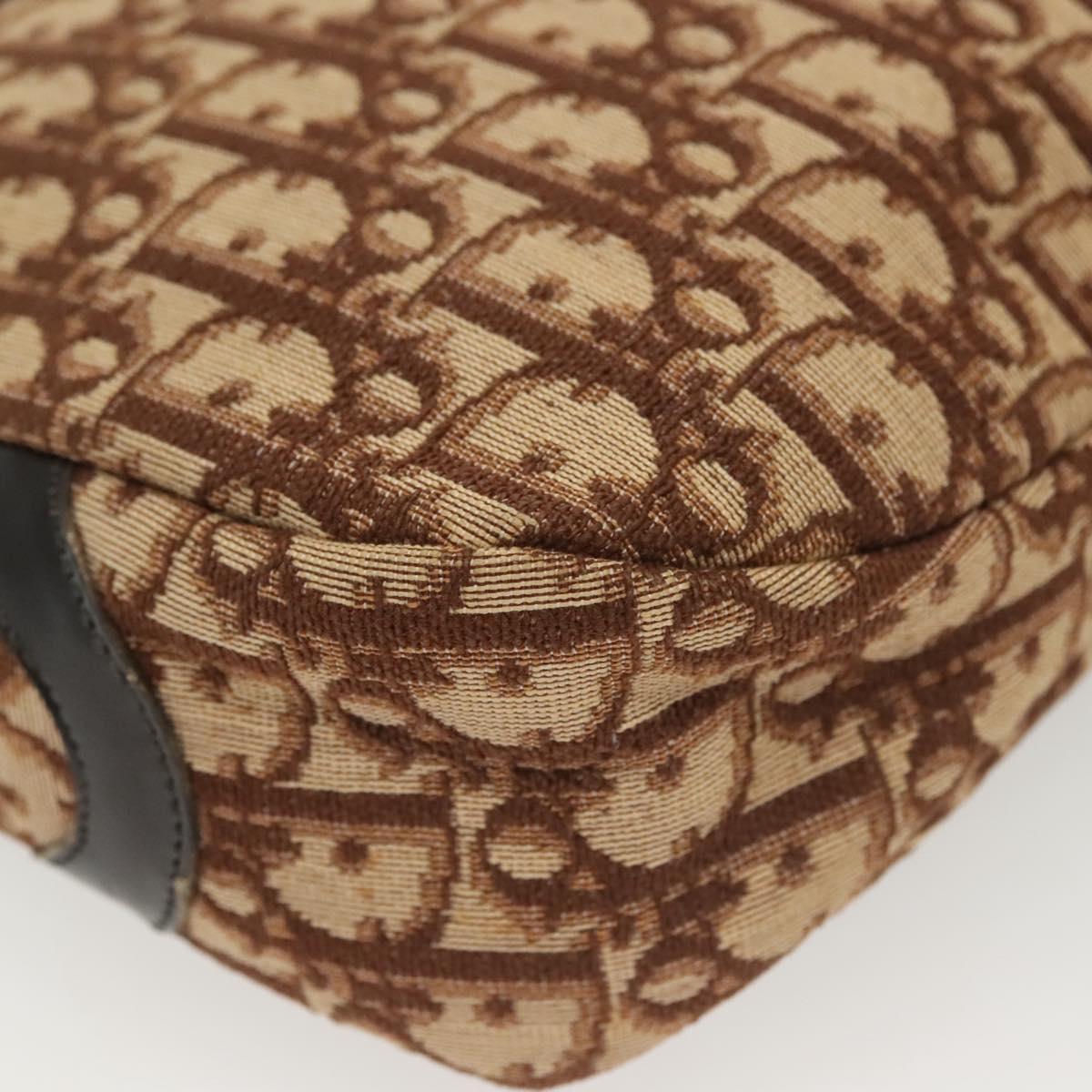 Christian Dior Trotter Canvas Shoulder Bag Brown Gold Auth 141040