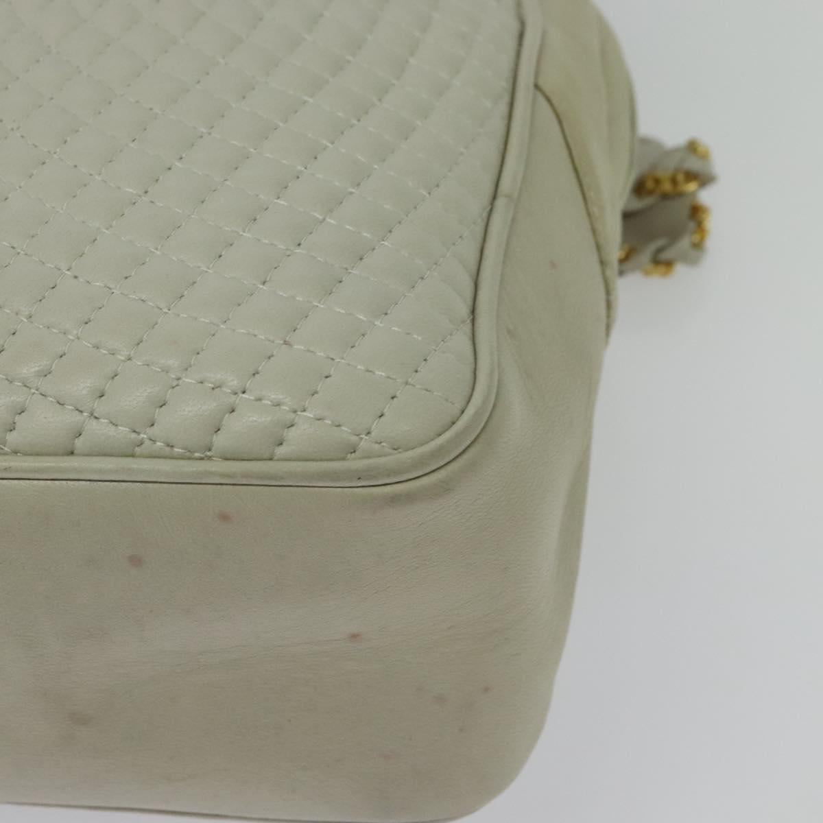 BALLY Chain Shoulder Bag Leather Ivory Gold Auth 141066