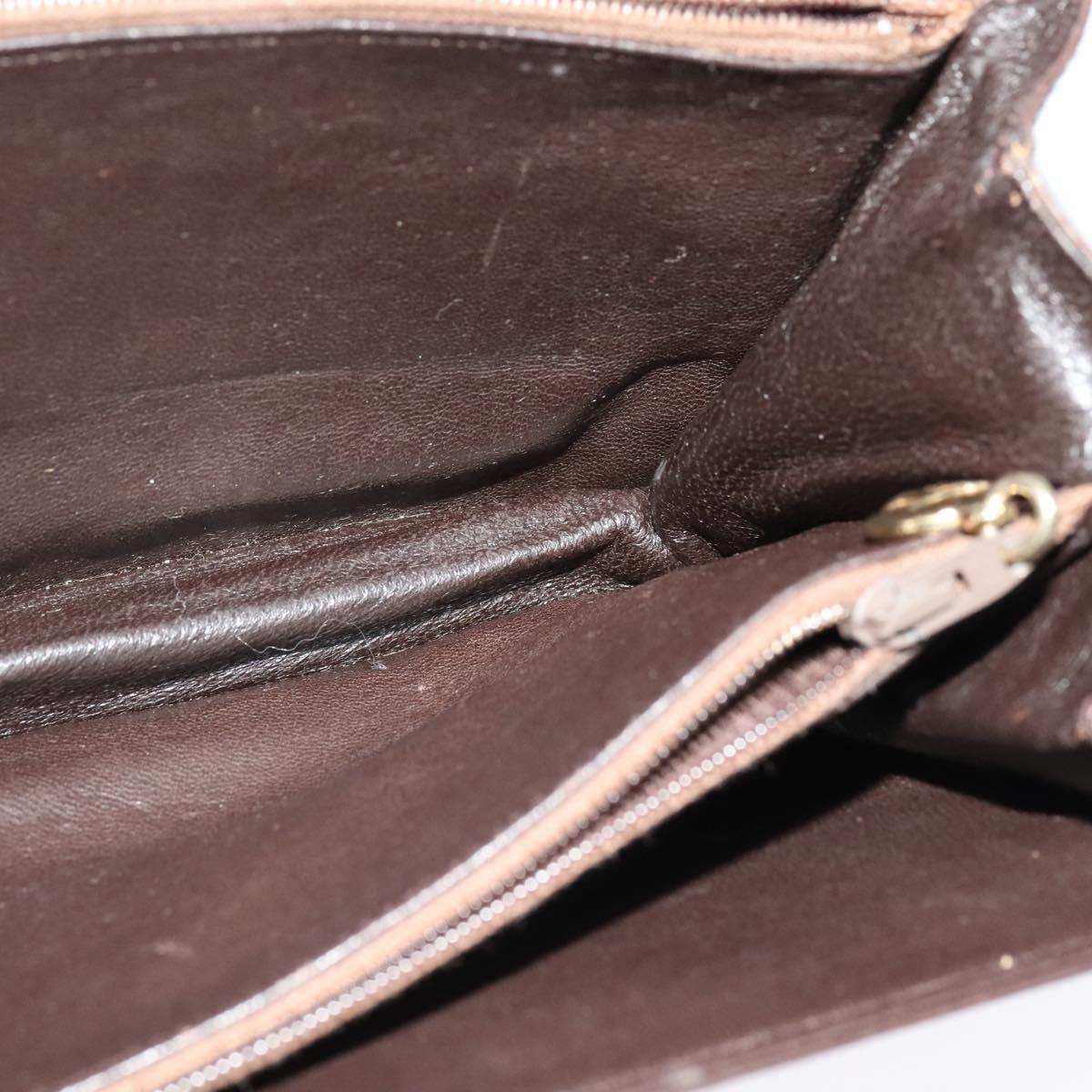 CELINE C Sulky Shoulder Bag Canvas Brown Gold Auth 141070