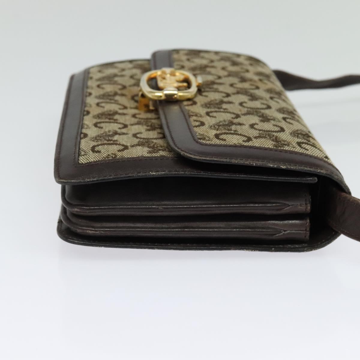 CELINE C Sulky Shoulder Bag Canvas Brown Gold Auth 141070