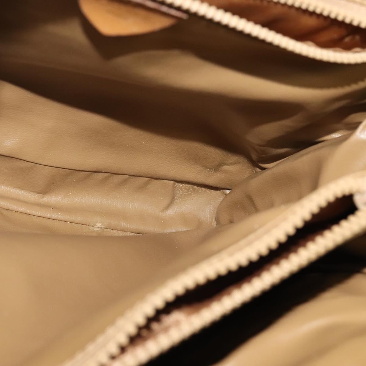 CELINE Macadam Canvas Hand Bag PVC Beige Gold Auth 141071
