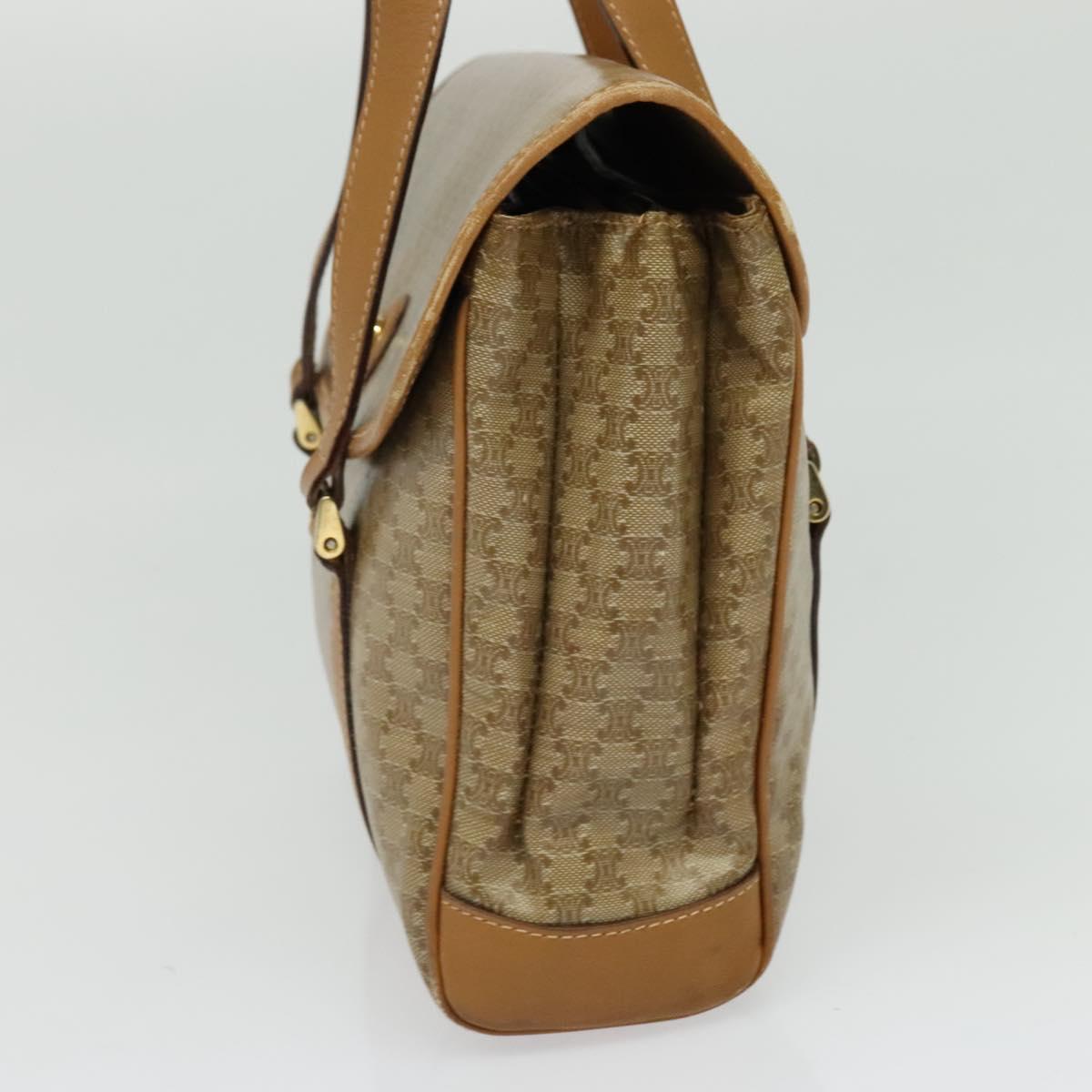 CELINE Macadam Canvas Hand Bag PVC Beige Gold Auth 141071