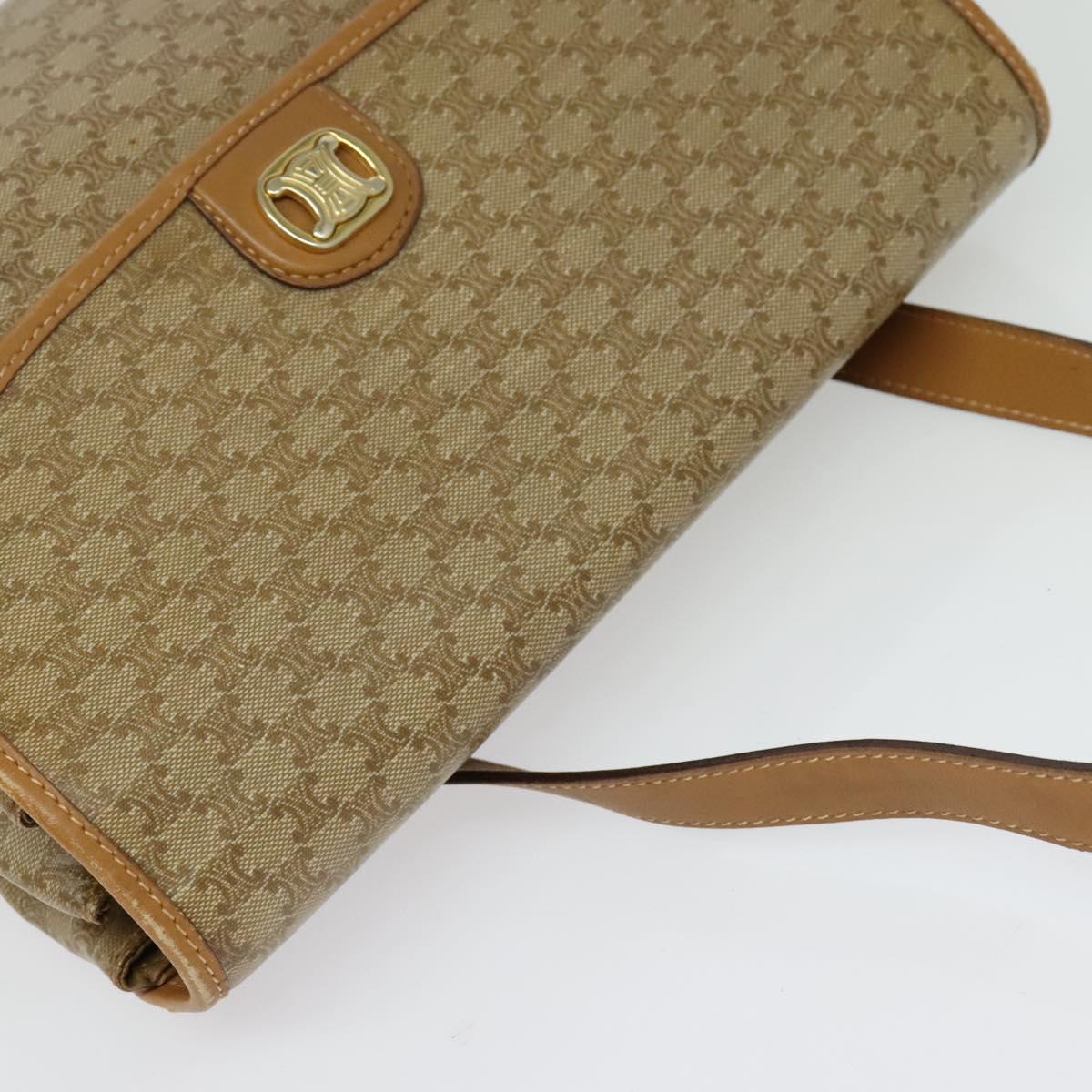 CELINE Macadam Canvas Hand Bag PVC Beige Gold Auth 141071