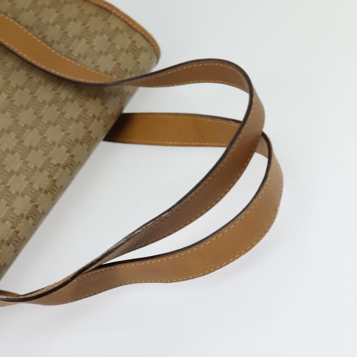 CELINE Macadam Canvas Hand Bag PVC Beige Gold Auth 141071