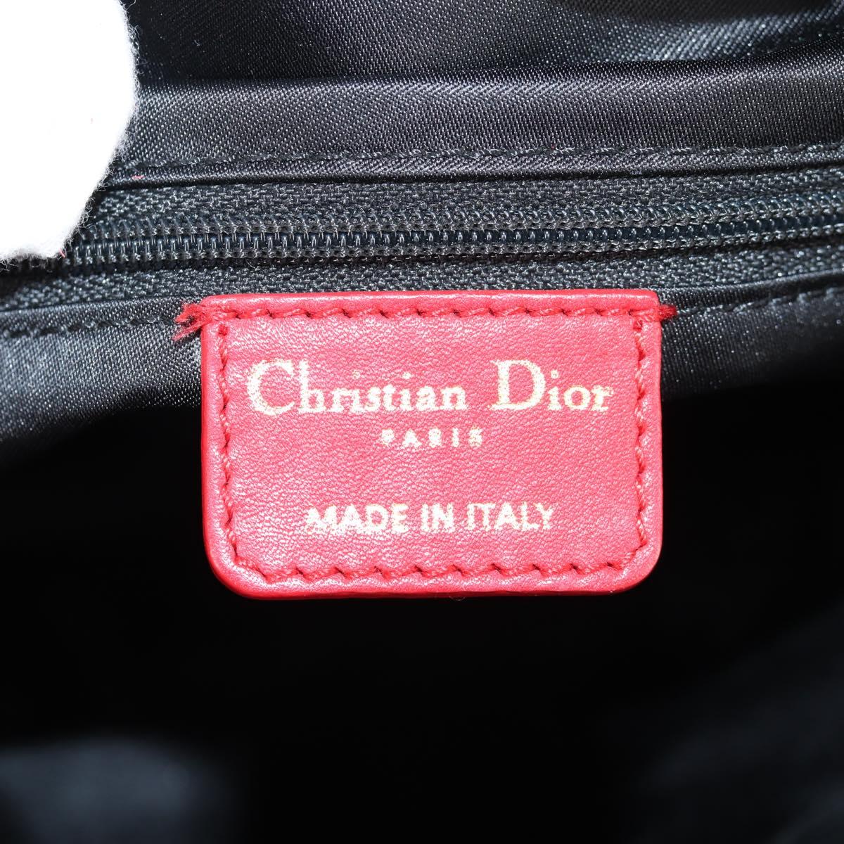 Christian Dior Hand Bag Leather Red Gold Auth 141073V