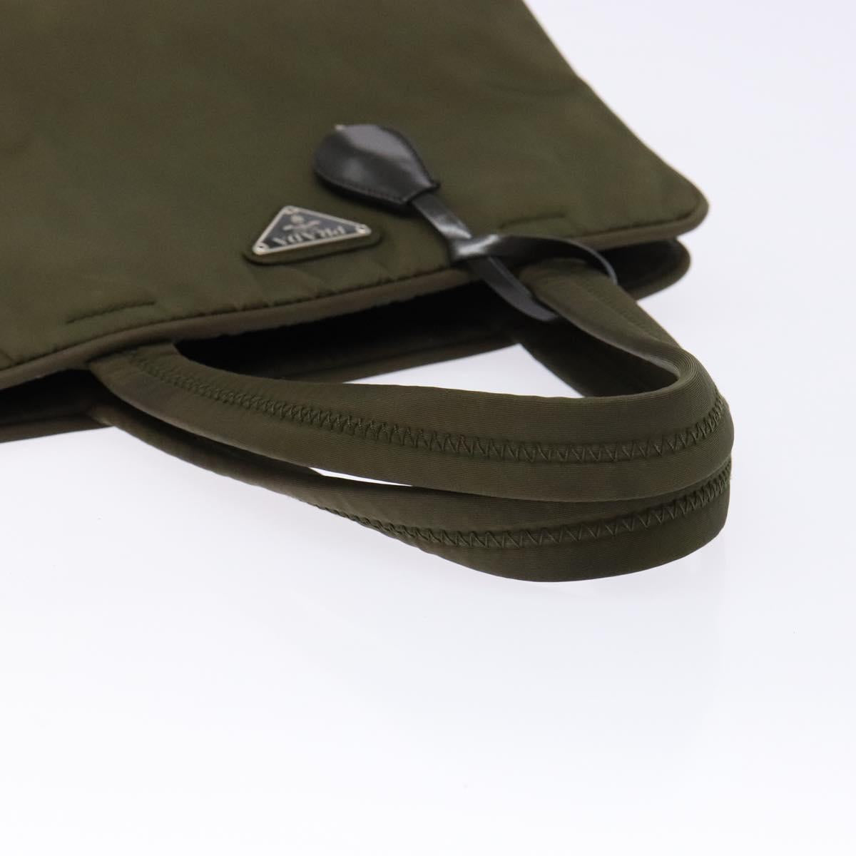 PRADA Hand Bag Nylon Green Auth 141076