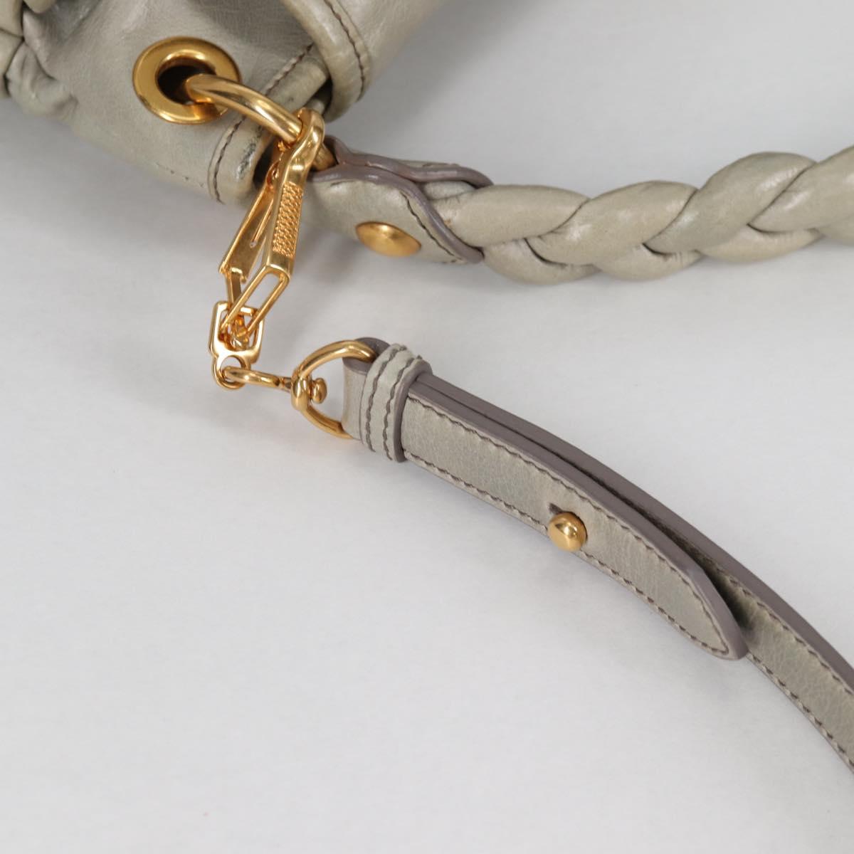 Miu Miu Matelasse Shoulder Bag Leather 2way Gray Gold Auth 141090V