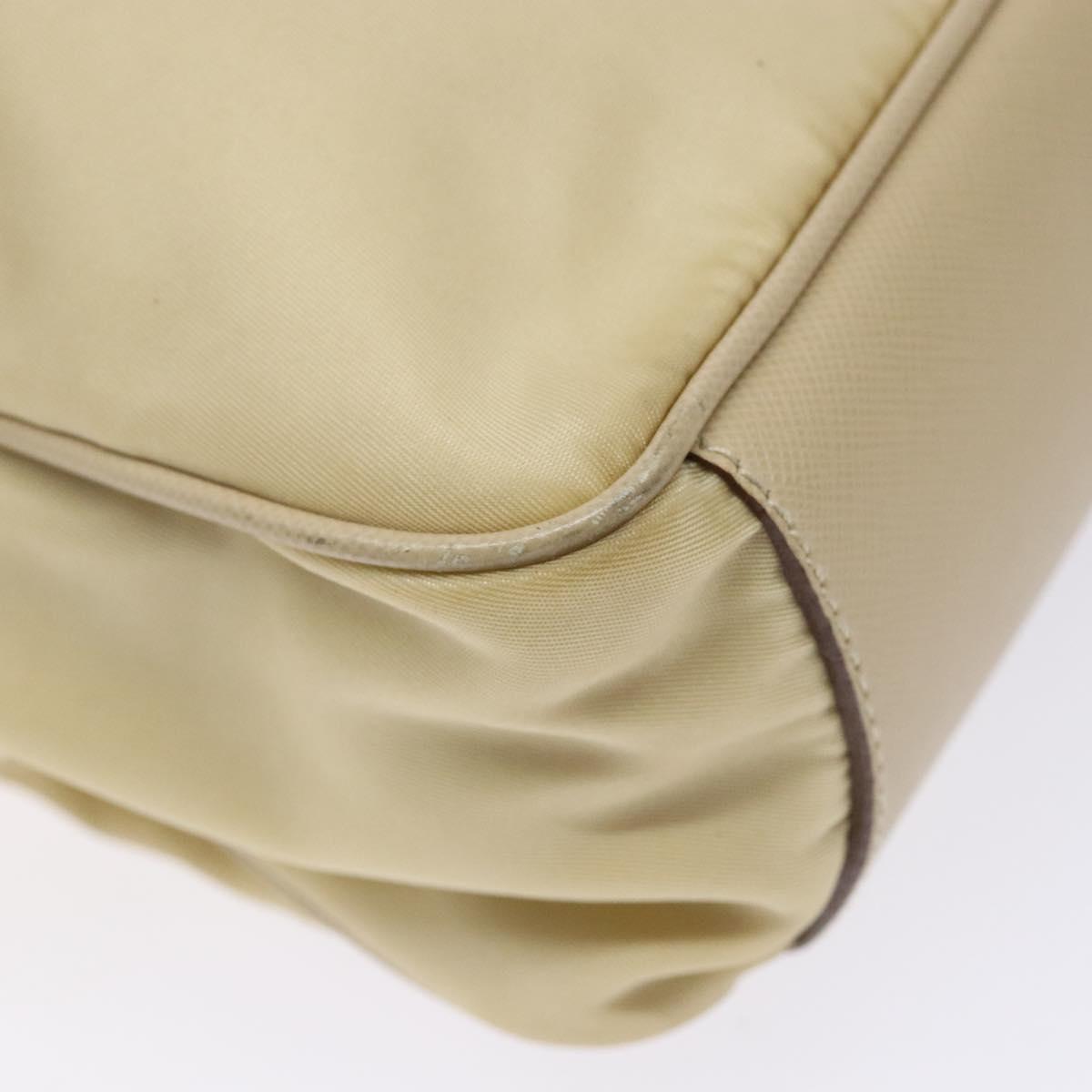 PRADA Hand Bag Nylon Beige Gold Auth 141094