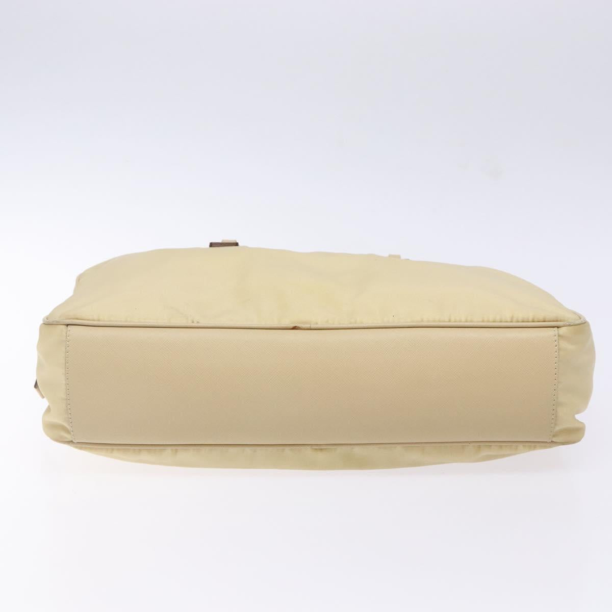 PRADA Hand Bag Nylon Beige Gold Auth 141094