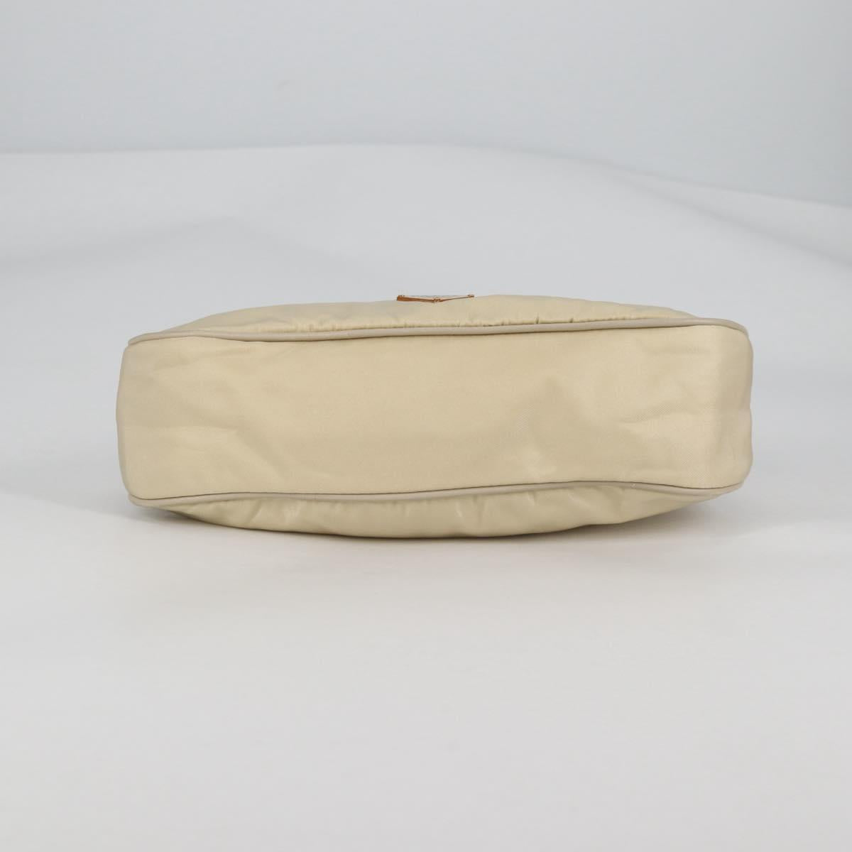 PRADA Accessory Pouch Nylon Beige Gold Auth 141095V