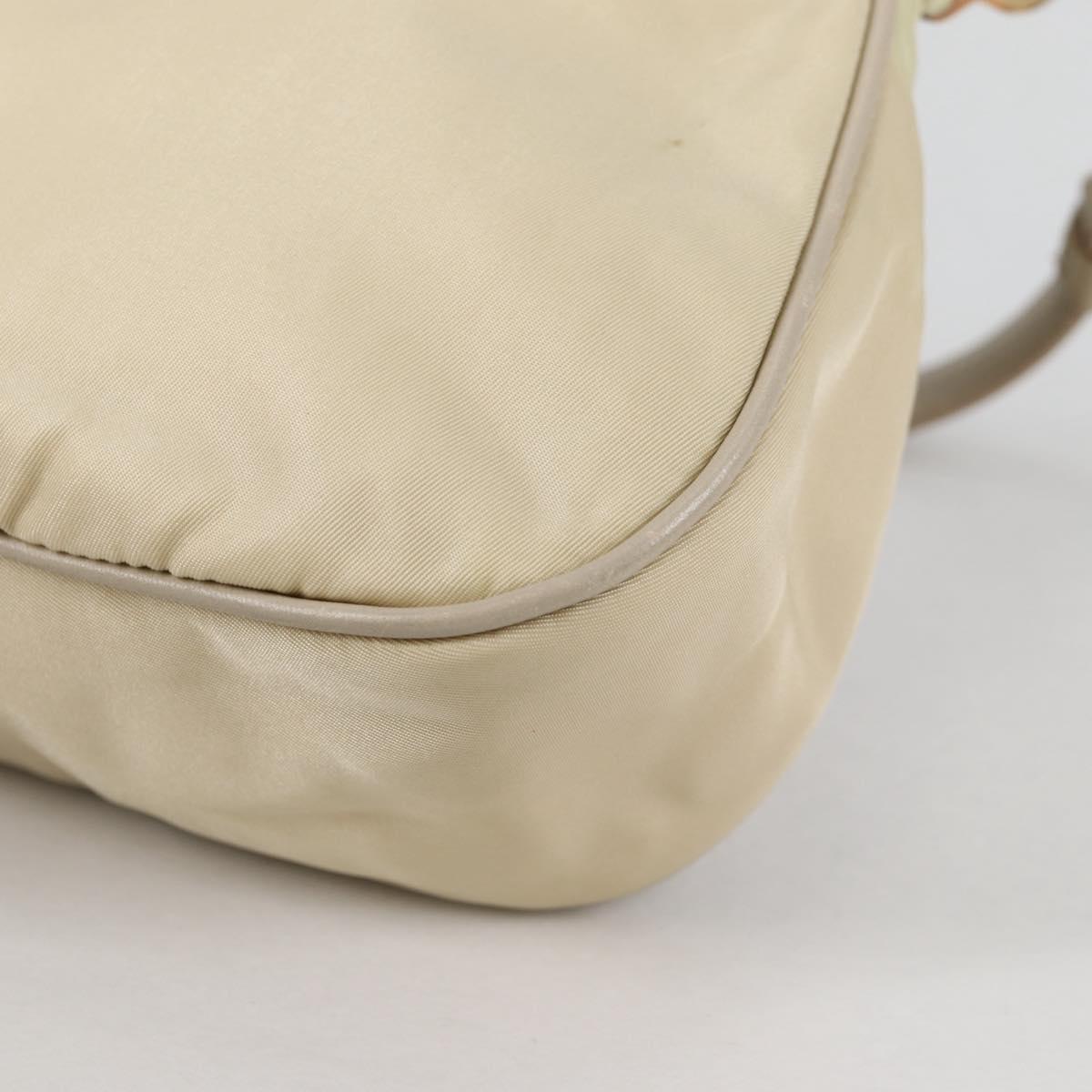 PRADA Accessory Pouch Nylon Beige Gold Auth 141095V