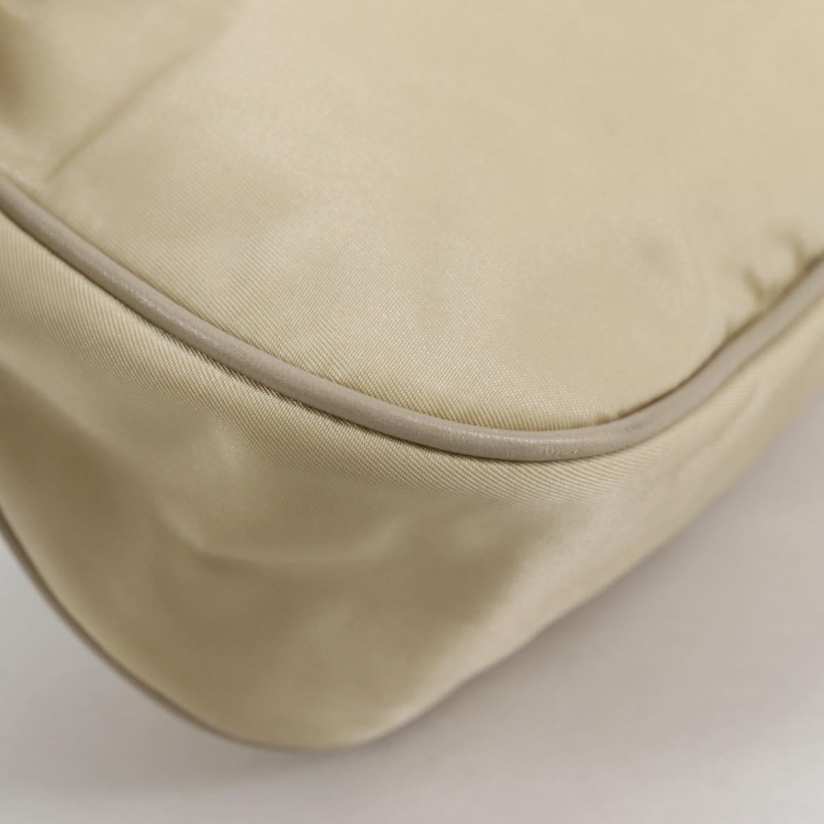 PRADA Accessory Pouch Nylon Beige Gold Auth 141095V