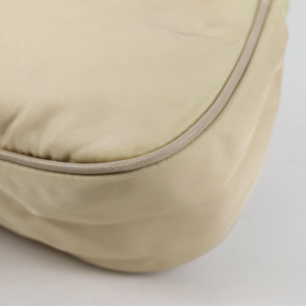 PRADA Accessory Pouch Nylon Beige Gold Auth 141095V