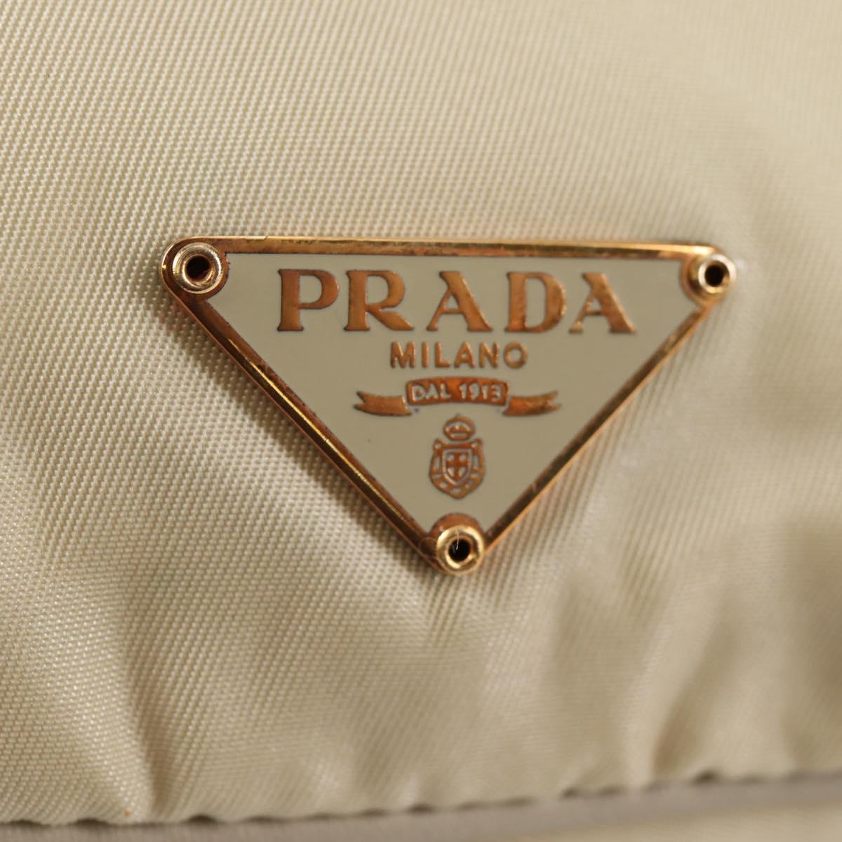 PRADA Accessory Pouch Nylon Beige Gold Auth 141095V