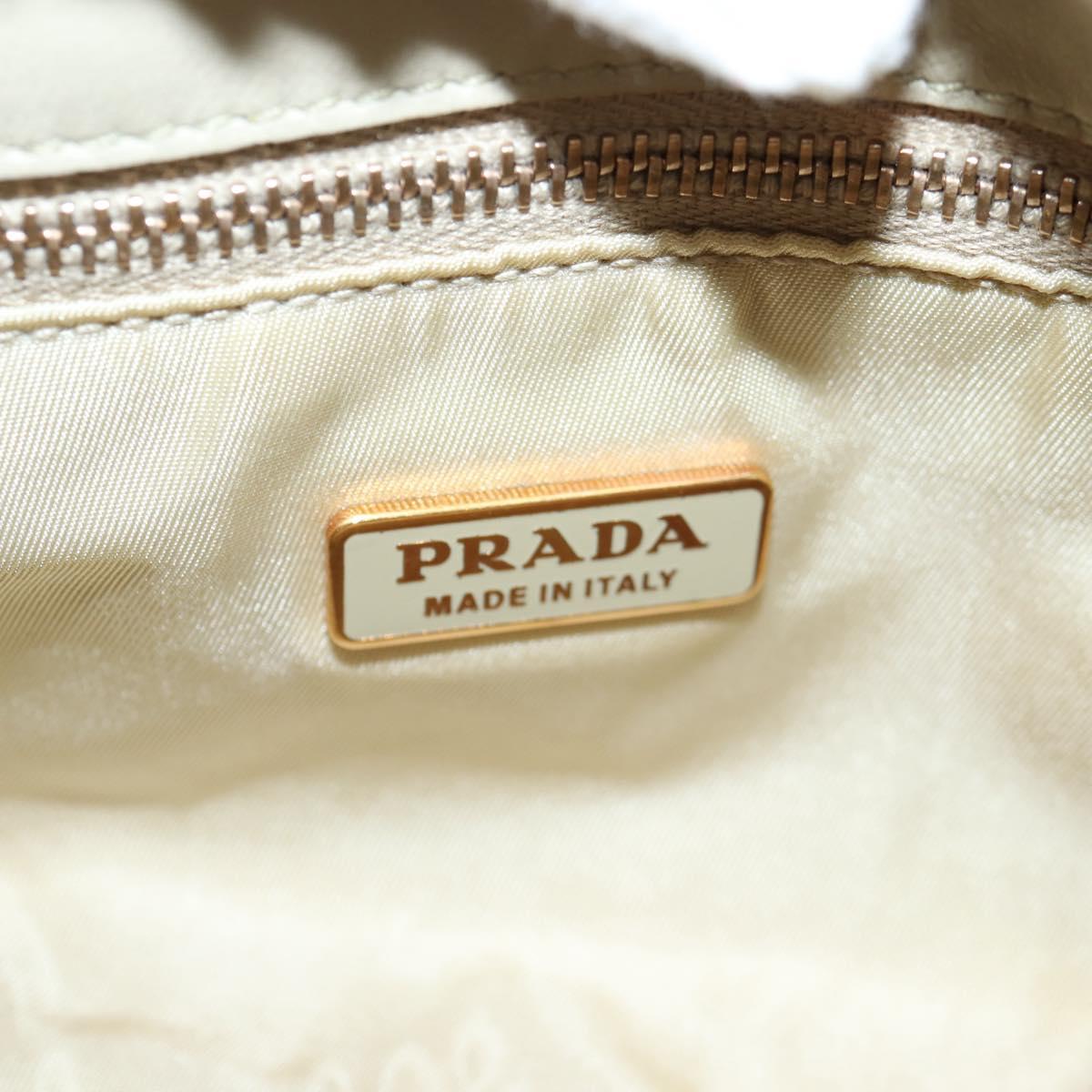PRADA Accessory Pouch Nylon Beige Gold Auth 141095V