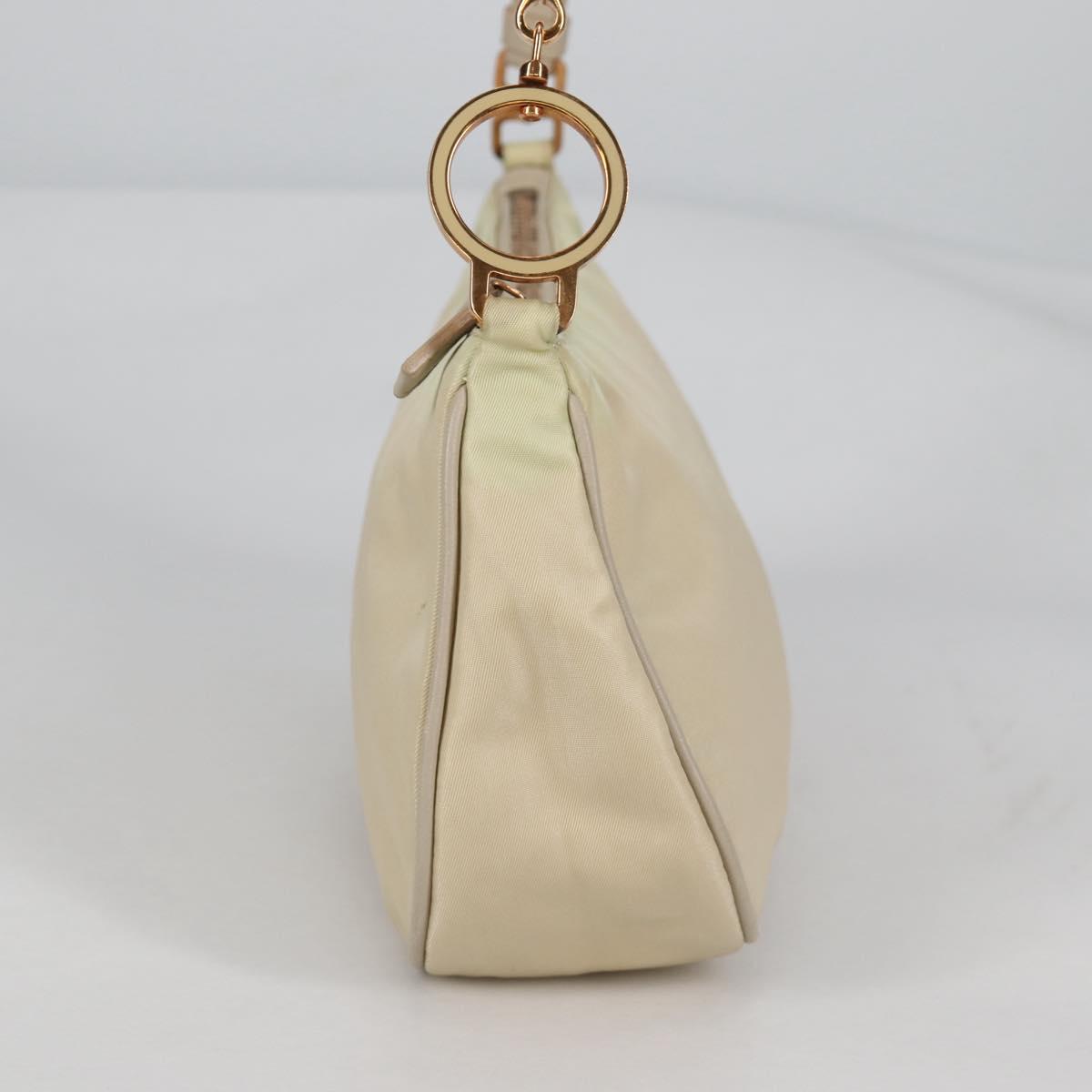 PRADA Accessory Pouch Nylon Beige Gold Auth 141095V