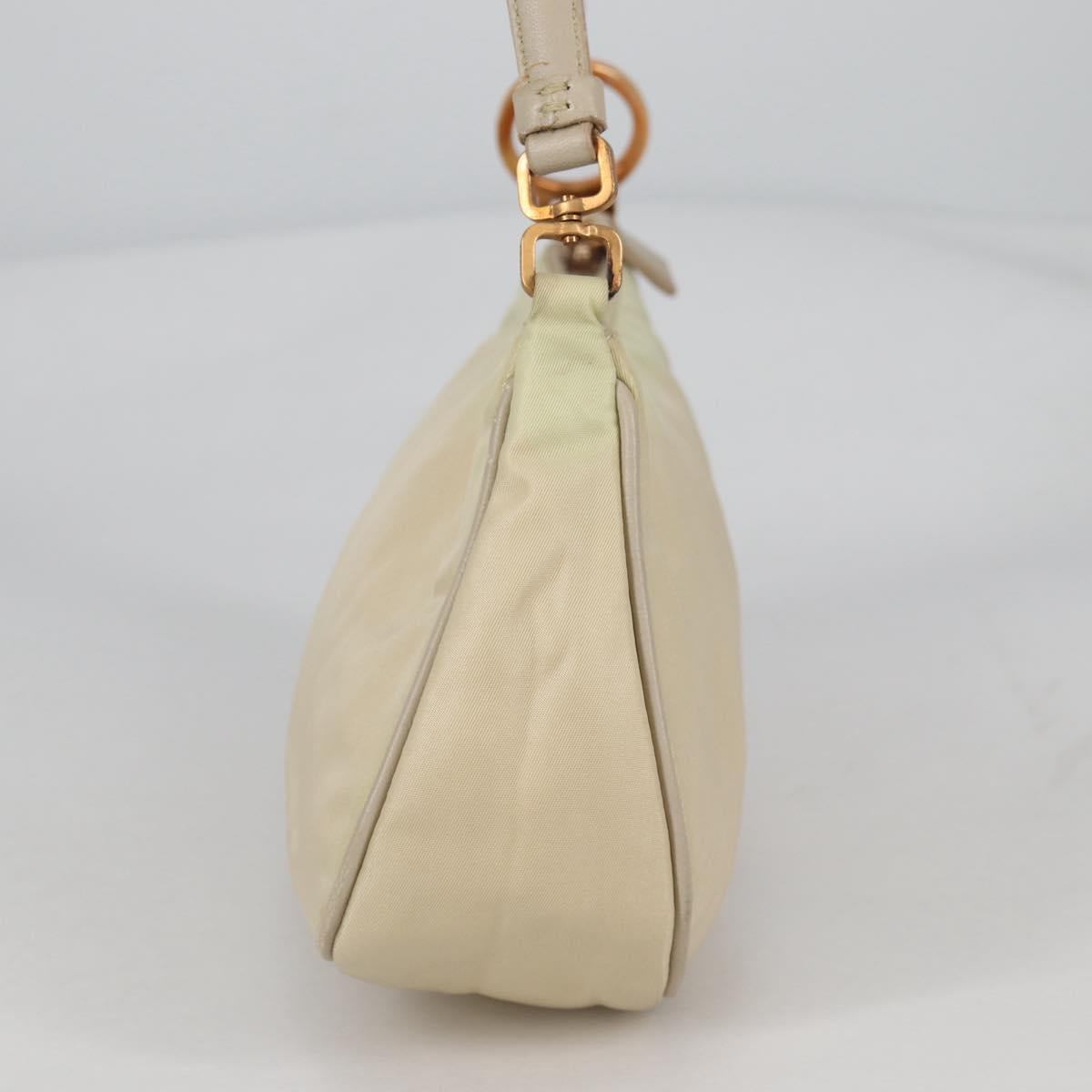 PRADA Accessory Pouch Nylon Beige Gold Auth 141095V