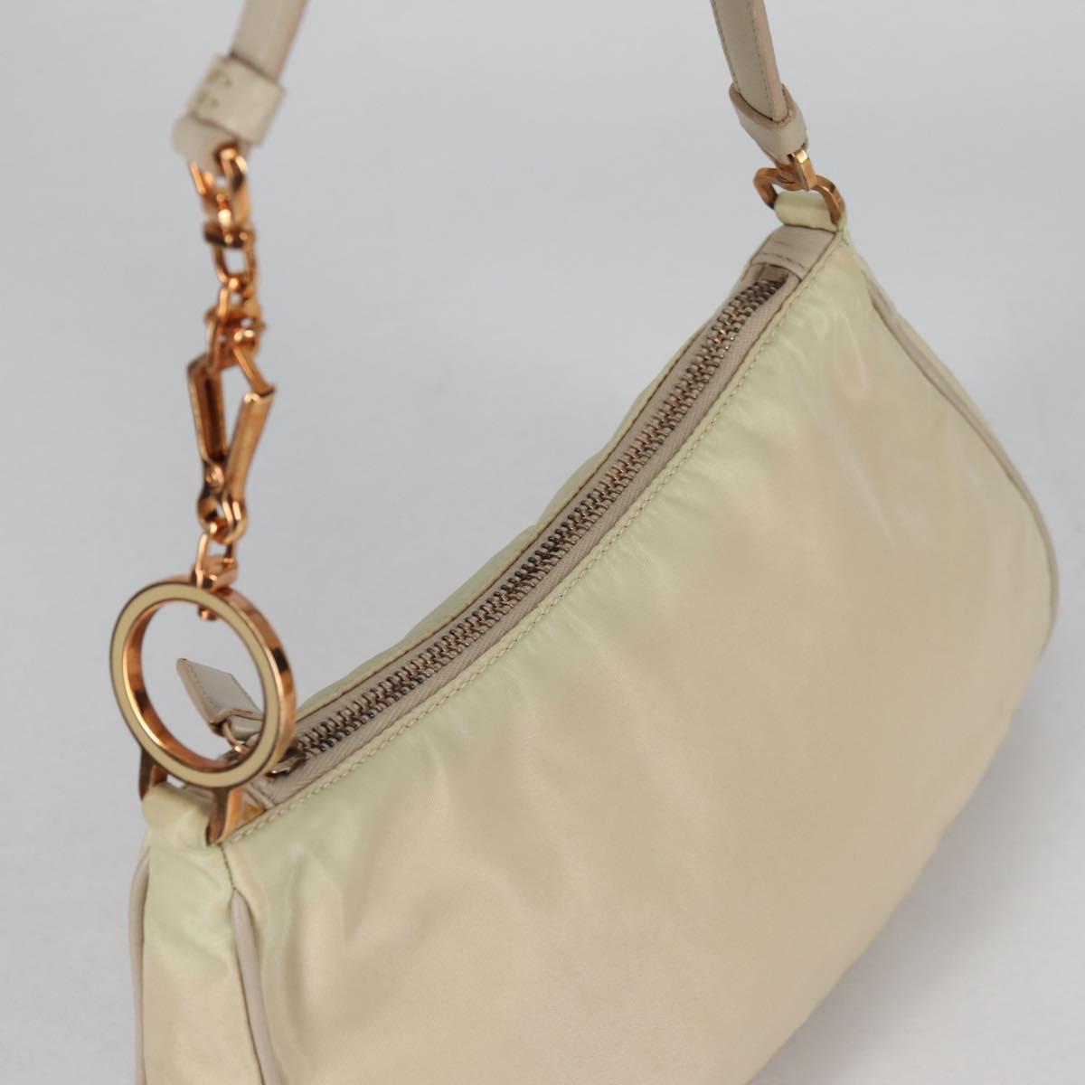 PRADA Accessory Pouch Nylon Beige Gold Auth 141095V