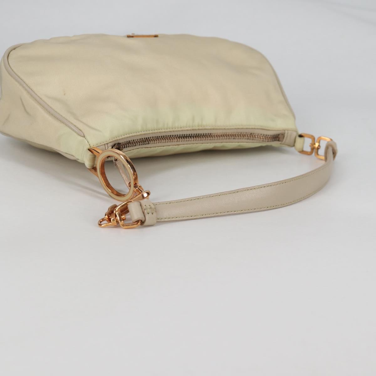PRADA Accessory Pouch Nylon Beige Gold Auth 141095V