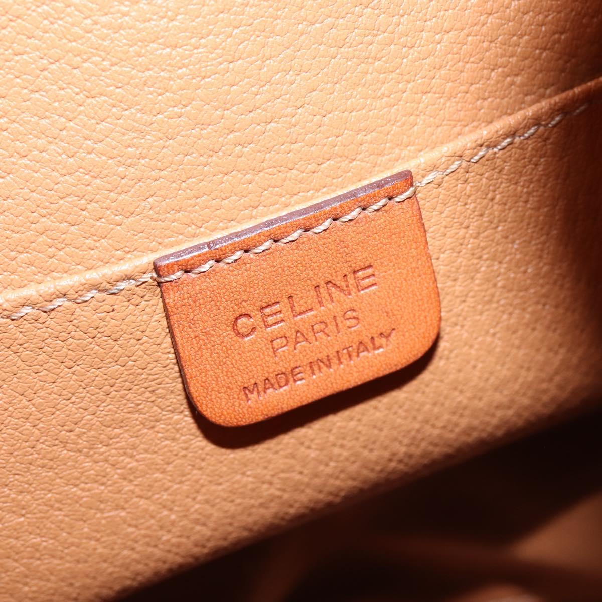 CELINE Macadam Canvas Backpack PVC Leather Brown Gold Auth 141097