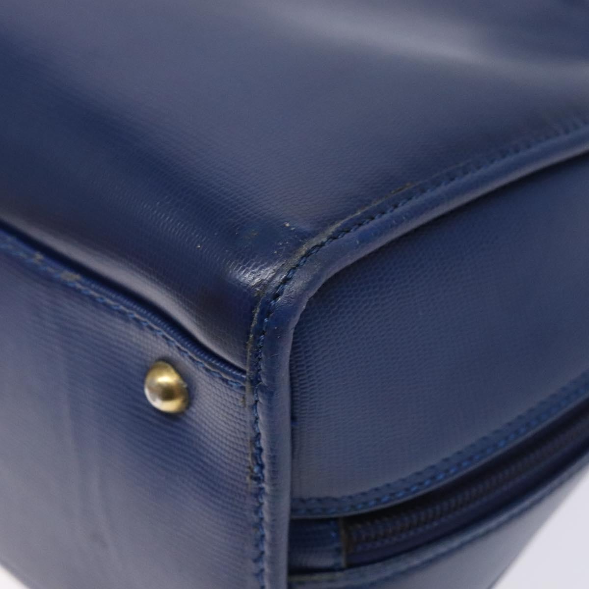 CELINE Hand Bag Leather Blue Gold Auth 141098