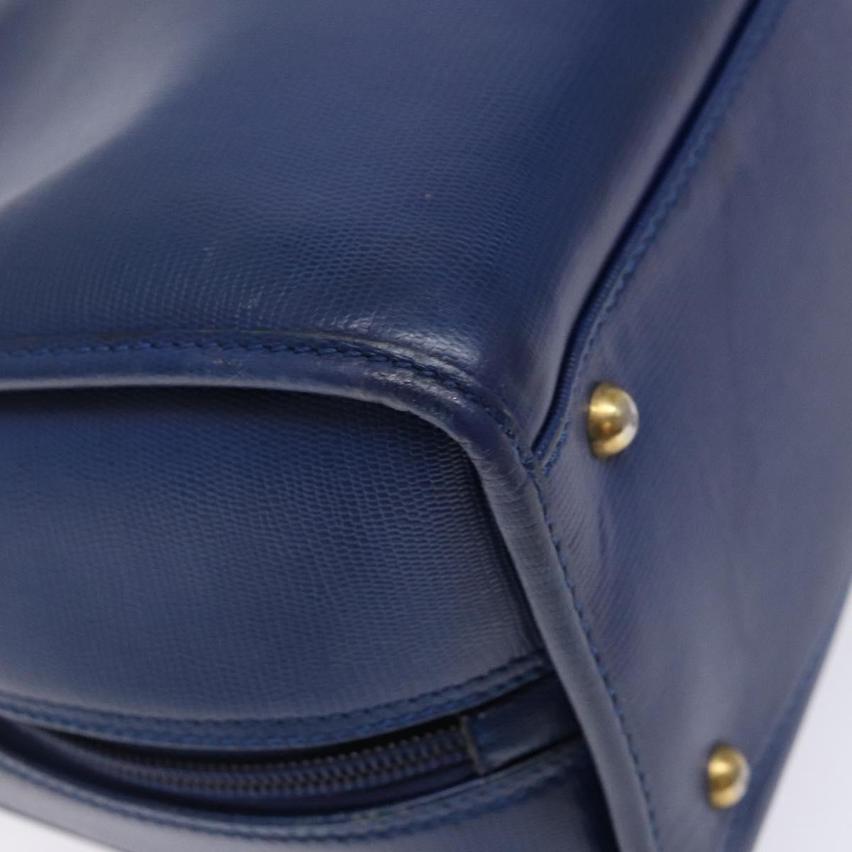 CELINE Hand Bag Leather Blue Gold Auth 141098
