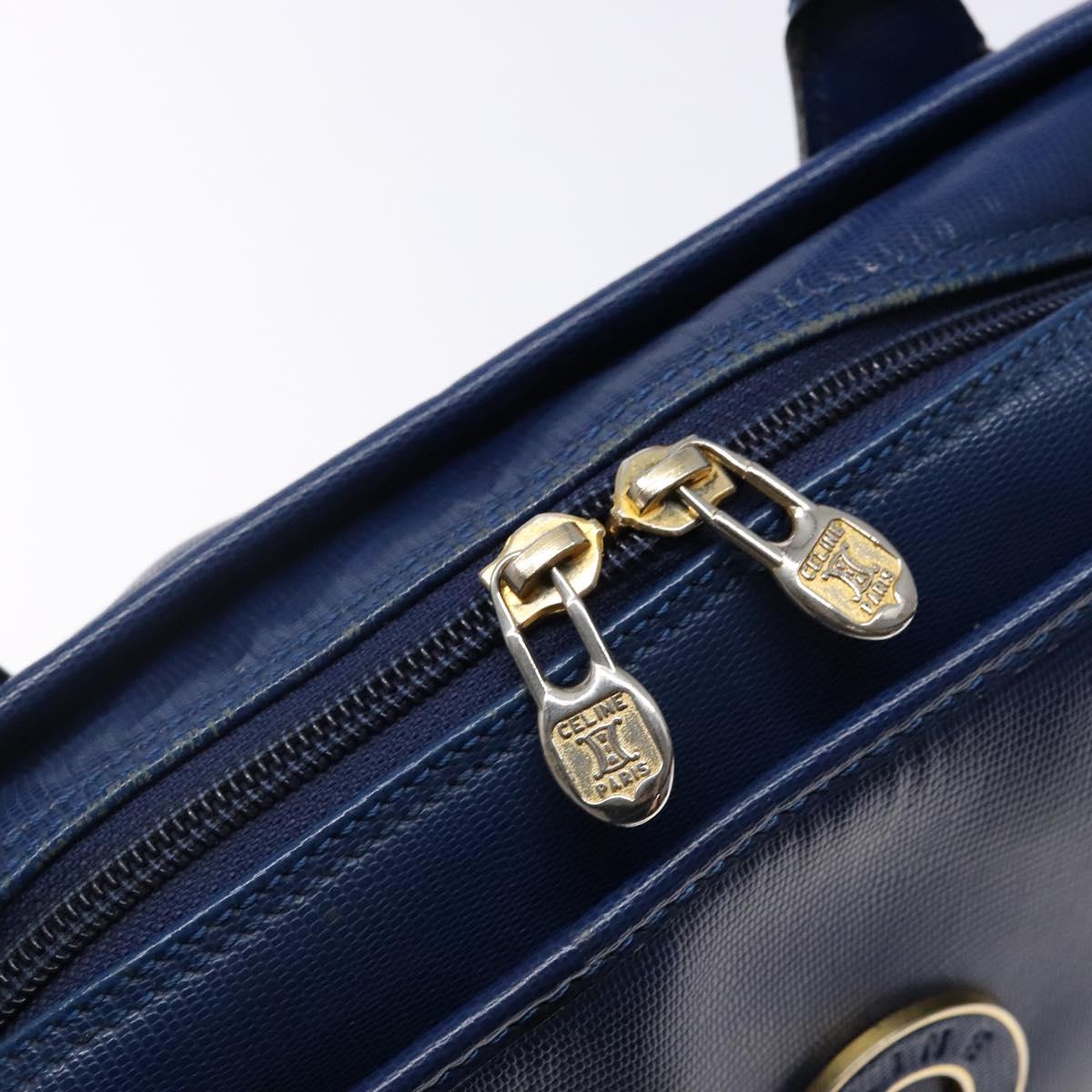 CELINE Hand Bag Leather Blue Gold Auth 141098