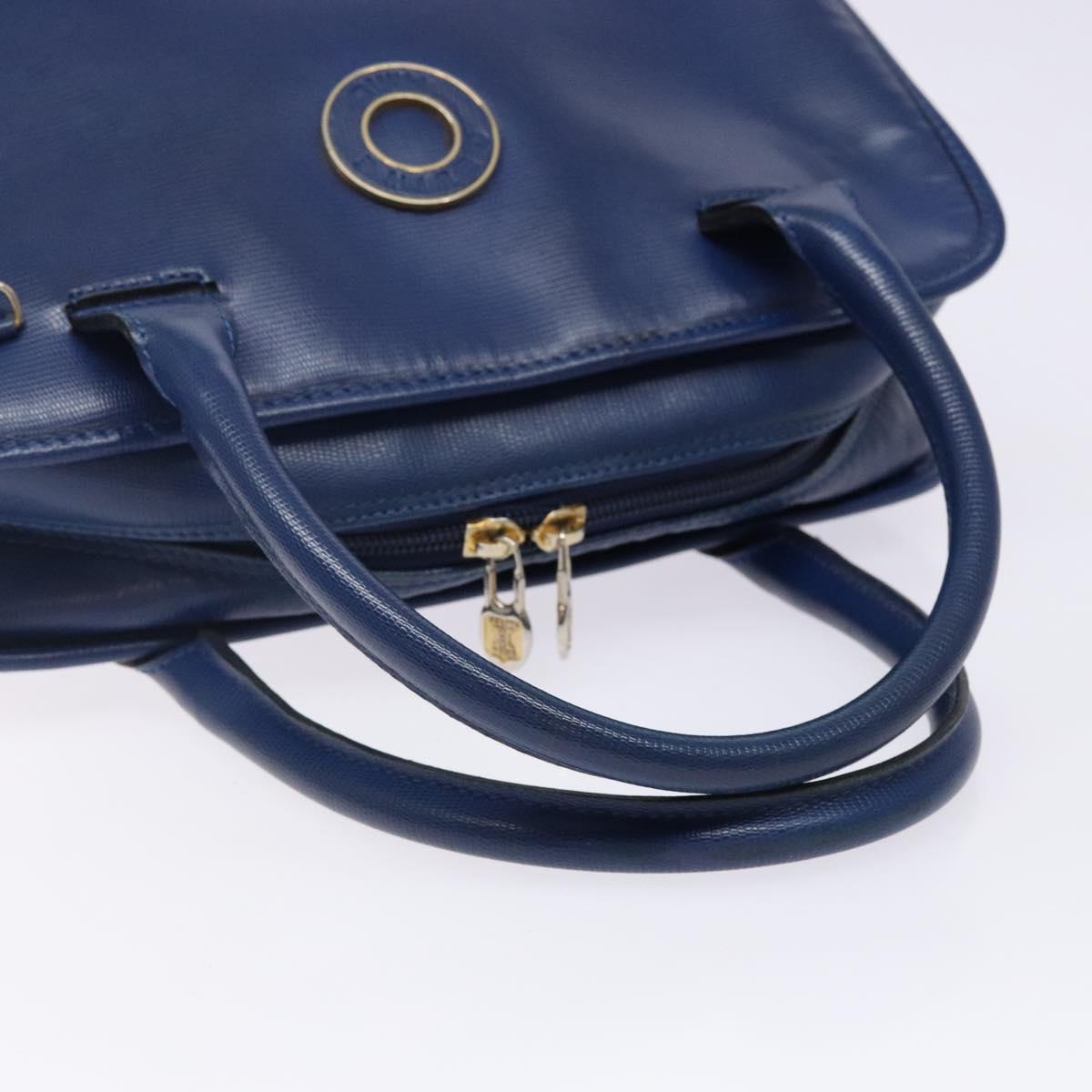 CELINE Hand Bag Leather Blue Gold Auth 141098