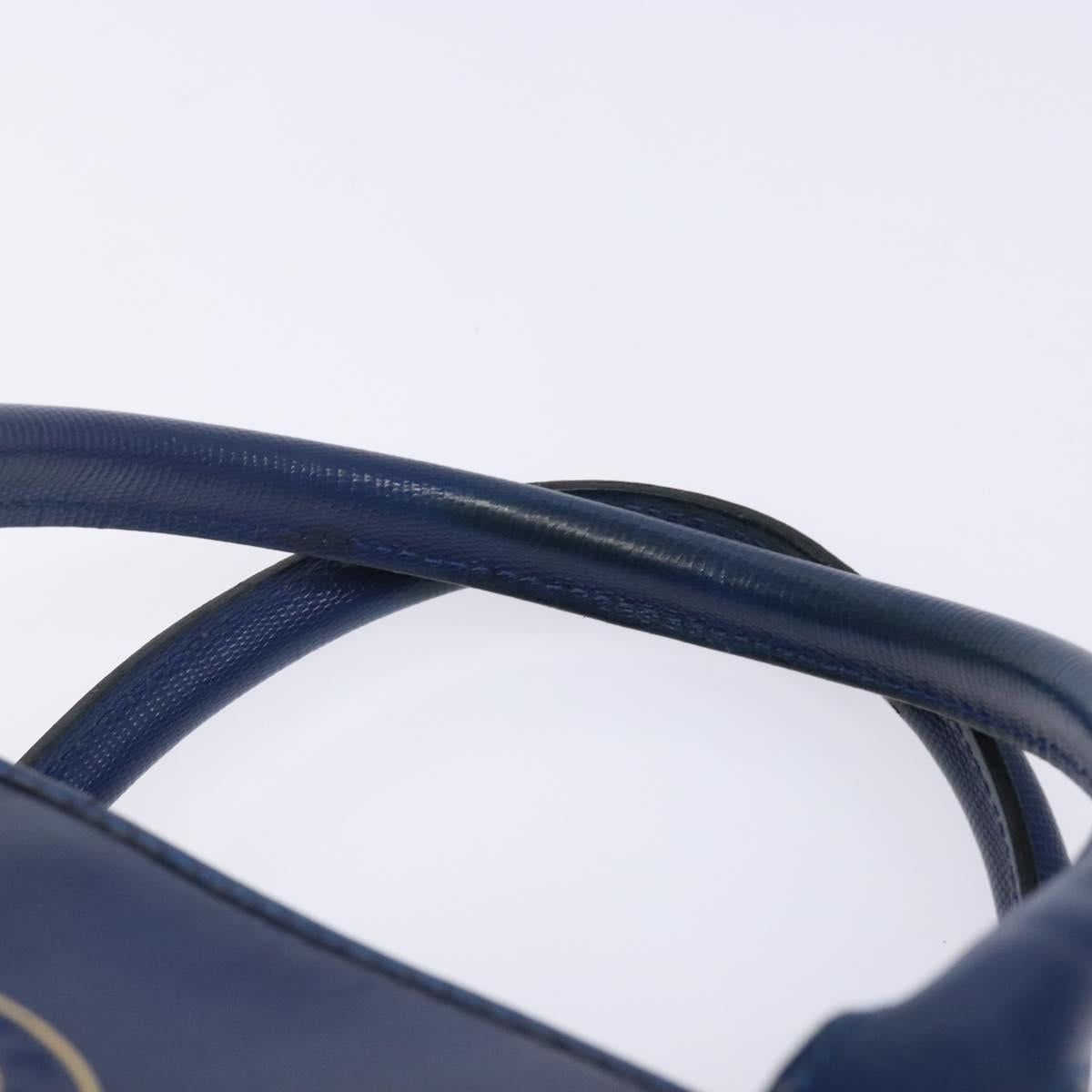 CELINE Hand Bag Leather Blue Gold Auth 141098