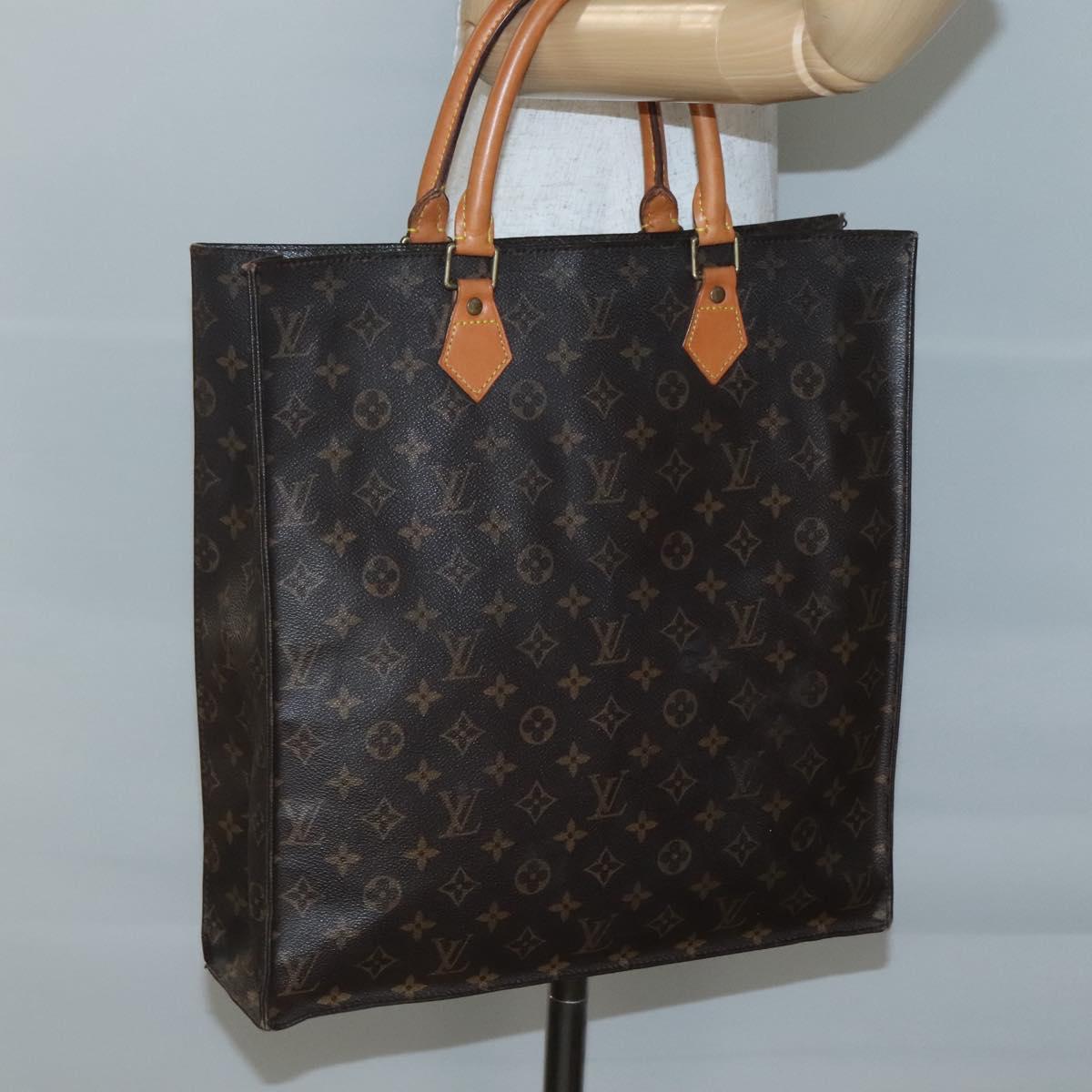 LOUIS VUITTON Monogram Sac Plat Hand Bag M51140 LV Auth 141120