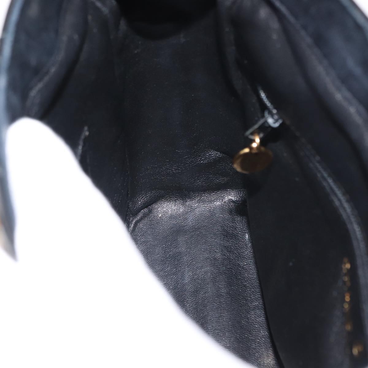 CHANEL Matelasse Shoulder Bag Patent leather Black Gold CC Auth 141133