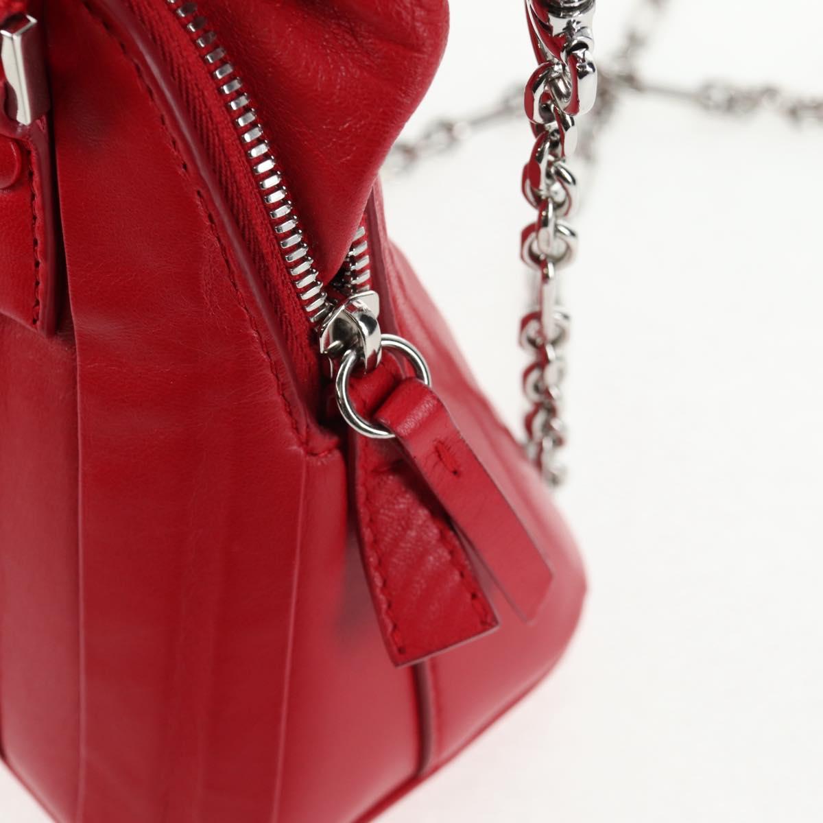Maison Margiela 5AC Mini Hand Bag Leather 2way Red Silver Auth 141149M