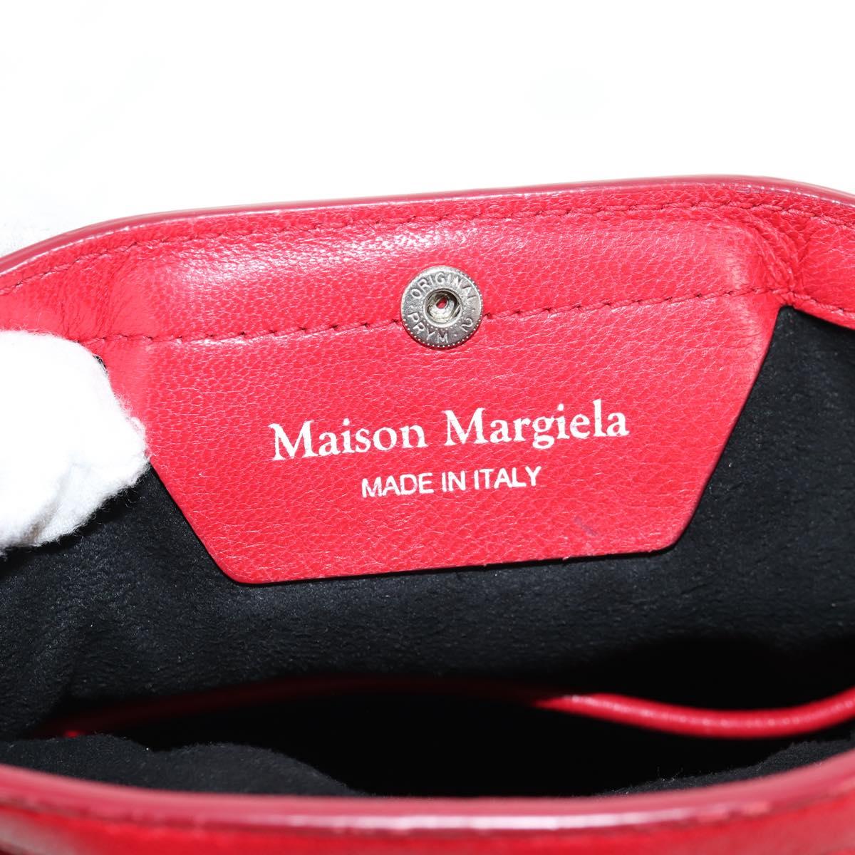 Maison Margiela 5AC Mini Hand Bag Leather 2way Red Silver Auth 141149M