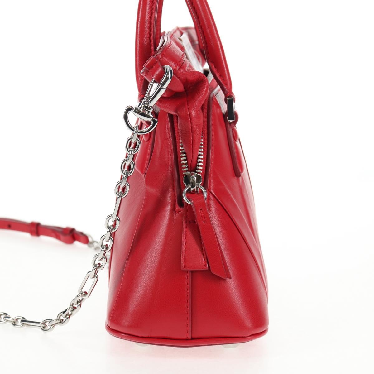 Maison Margiela 5AC Mini Hand Bag Leather 2way Red Silver Auth 141149M