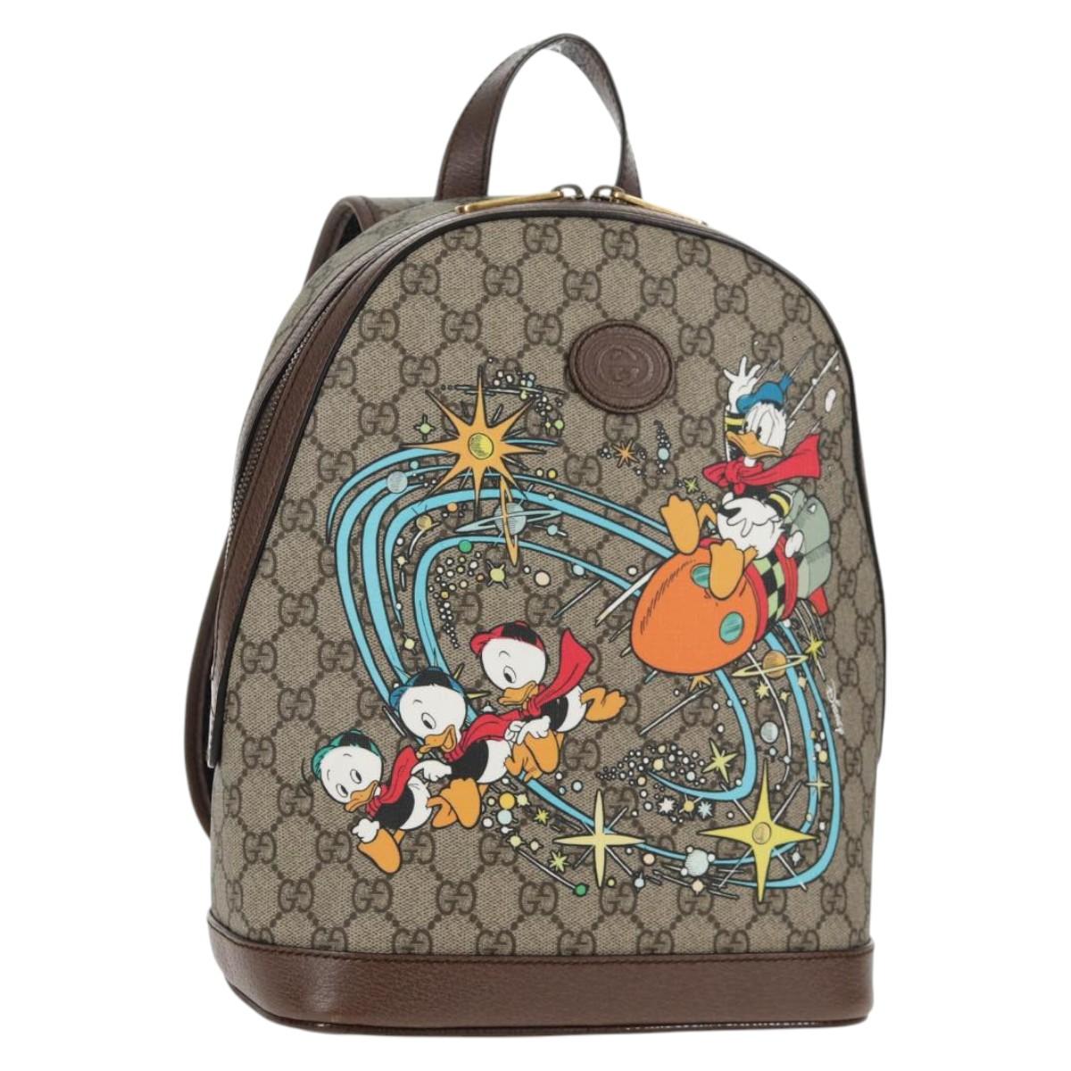 GUCCI GG Supreme Disney Collaboration Backpack PVC Beige Gold 552884 Auth141154M