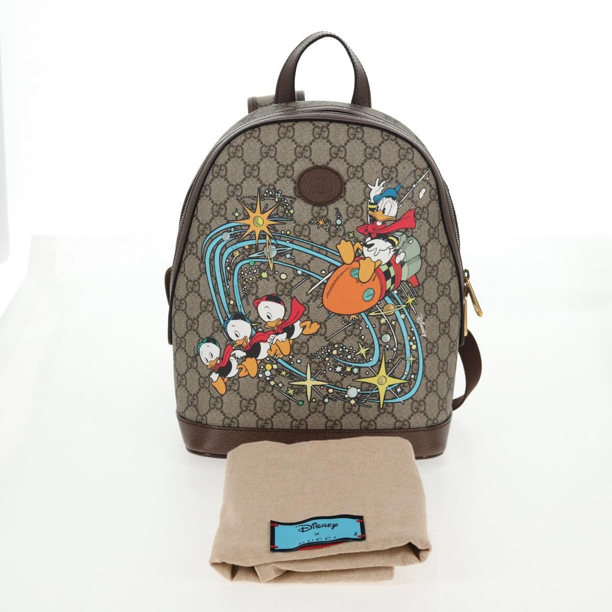 GUCCI GG Supreme Disney Collaboration Backpack PVC Beige Gold 552884 Auth141154M