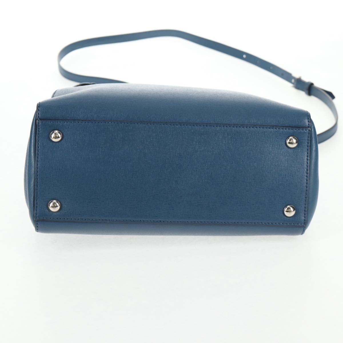 FENDI Petite To Jules Hand Bag Leather 2way Blue Silver Auth 141157