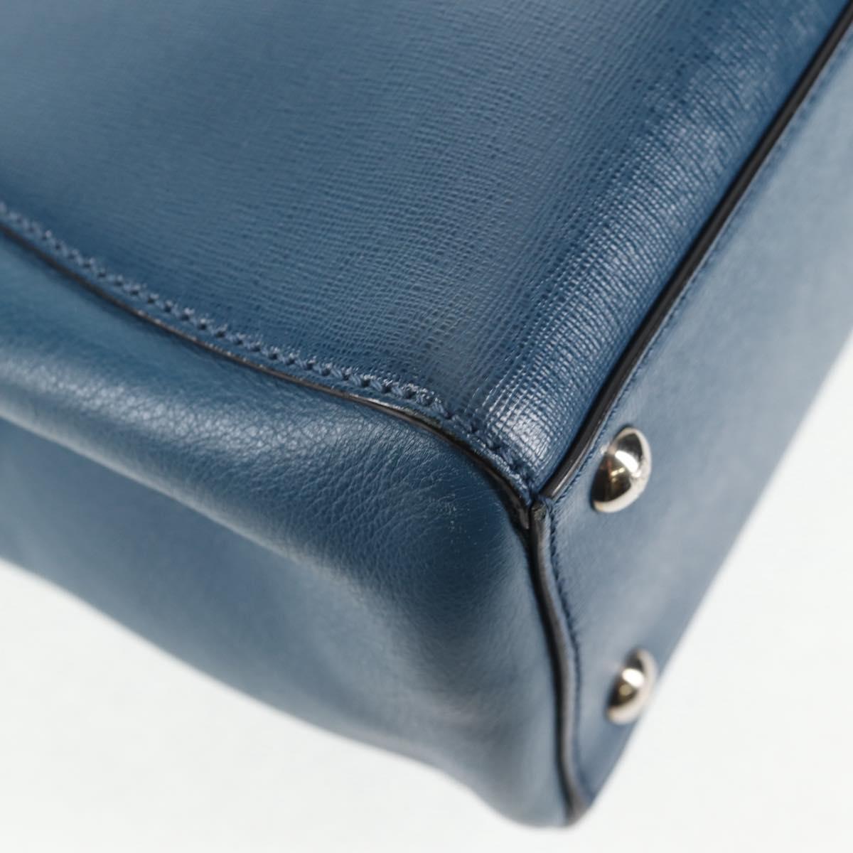 FENDI Petite To Jules Hand Bag Leather 2way Blue Silver Auth 141157