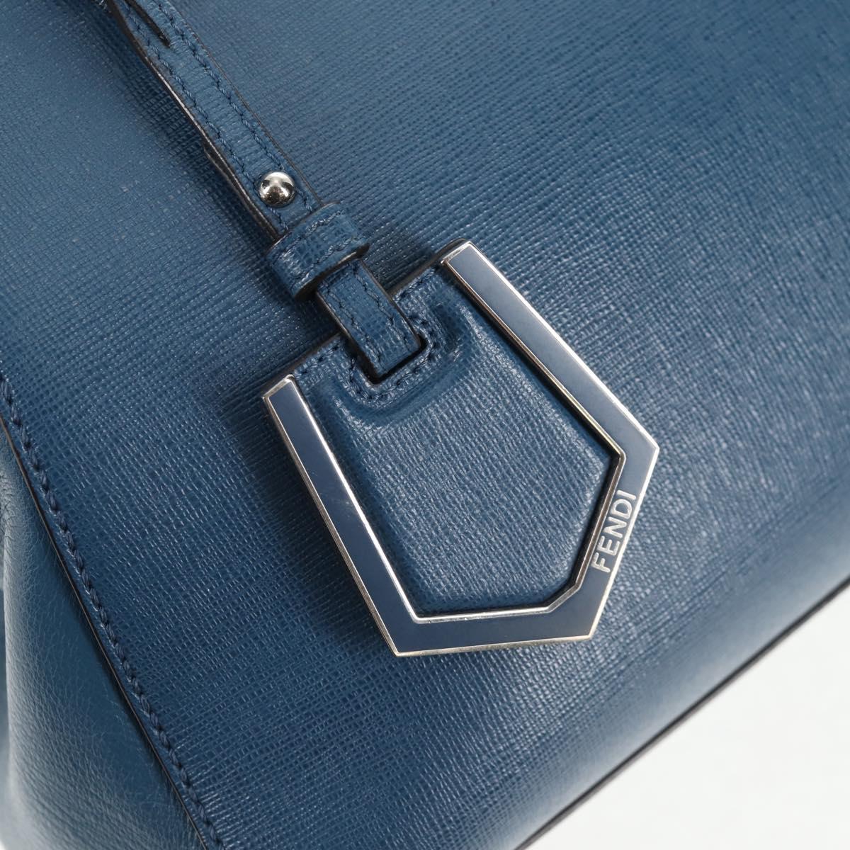 FENDI Petite To Jules Hand Bag Leather 2way Blue Silver Auth 141157