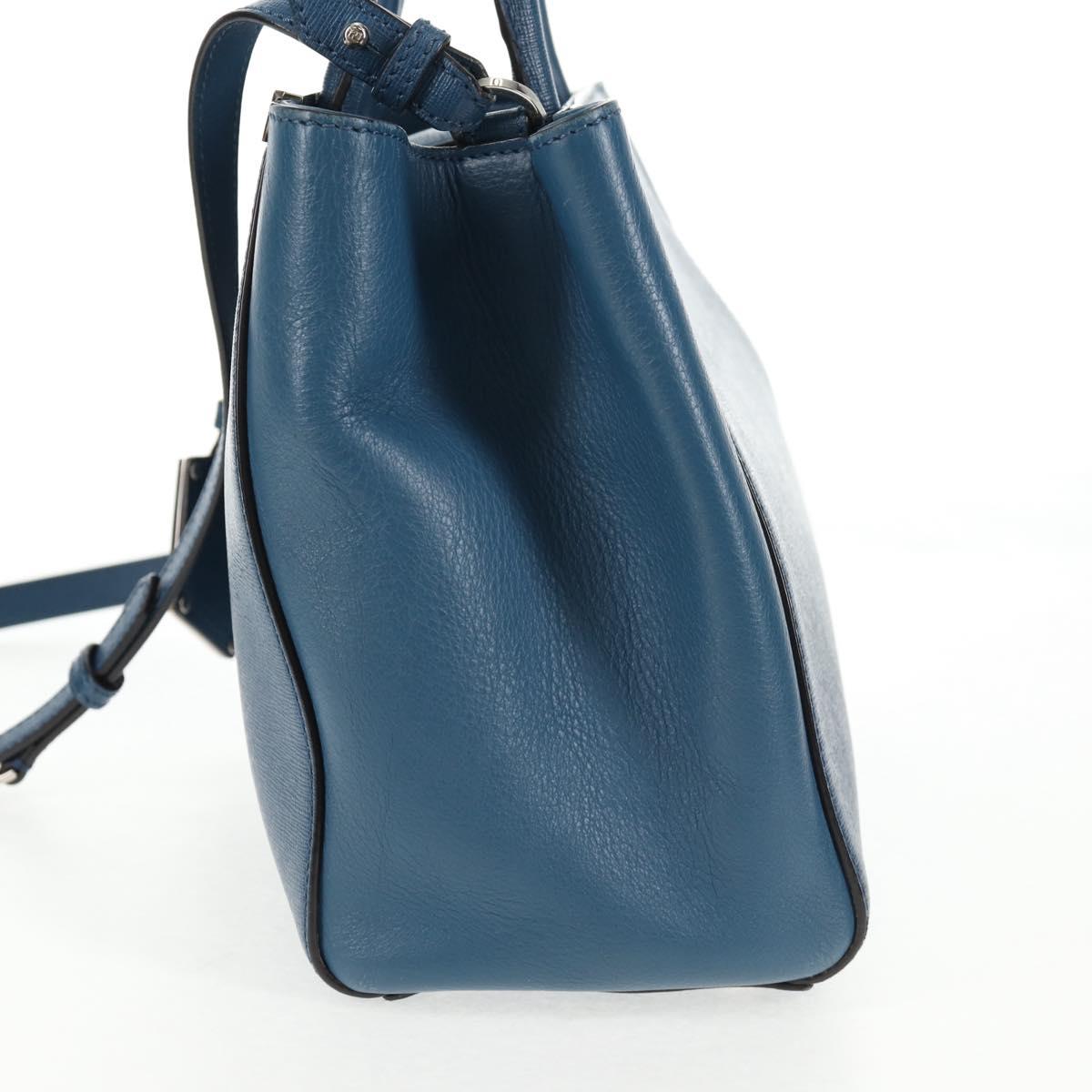 FENDI Petite To Jules Hand Bag Leather 2way Blue Silver Auth 141157