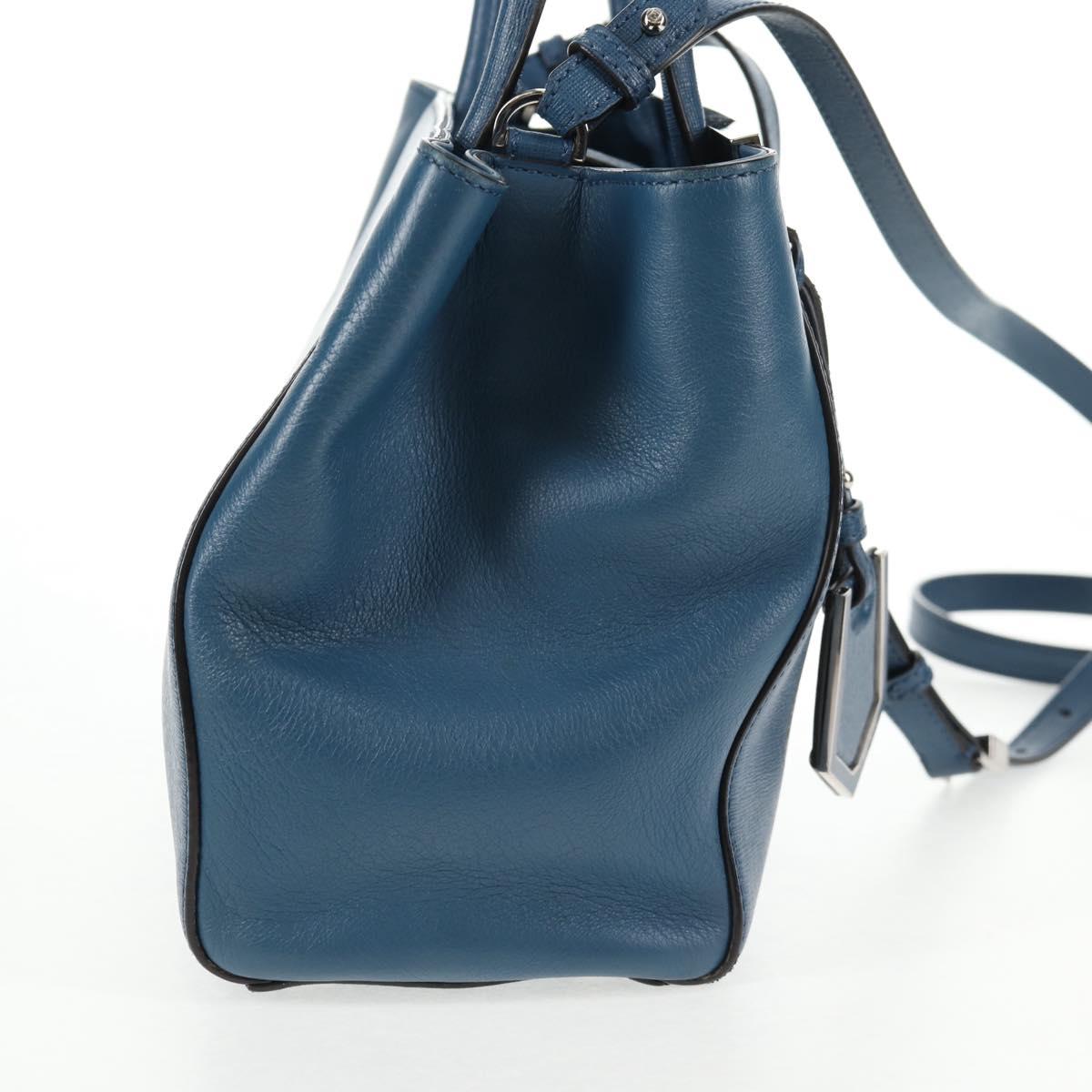 FENDI Petite To Jules Hand Bag Leather 2way Blue Silver Auth 141157